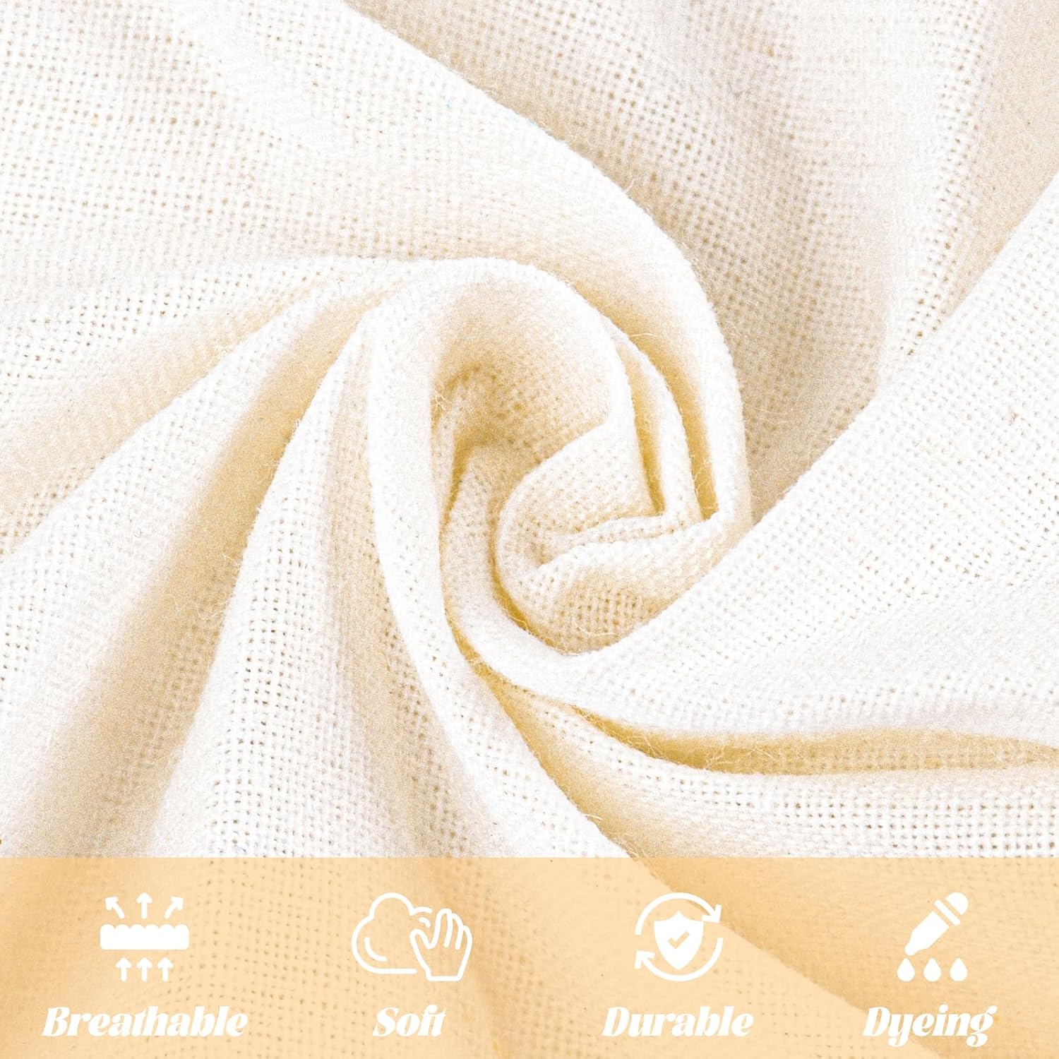 Alternative view of 100% Cotton Muslin Fabric 63 inch X 5 Yards Muslin Linen Cotton Fabric by The Yard, Natural Unbleached Linen Fabric for Embroidery Sewing Quilting Crafts Cloth (Natural Unbleached, 5 Yard pre Cut)