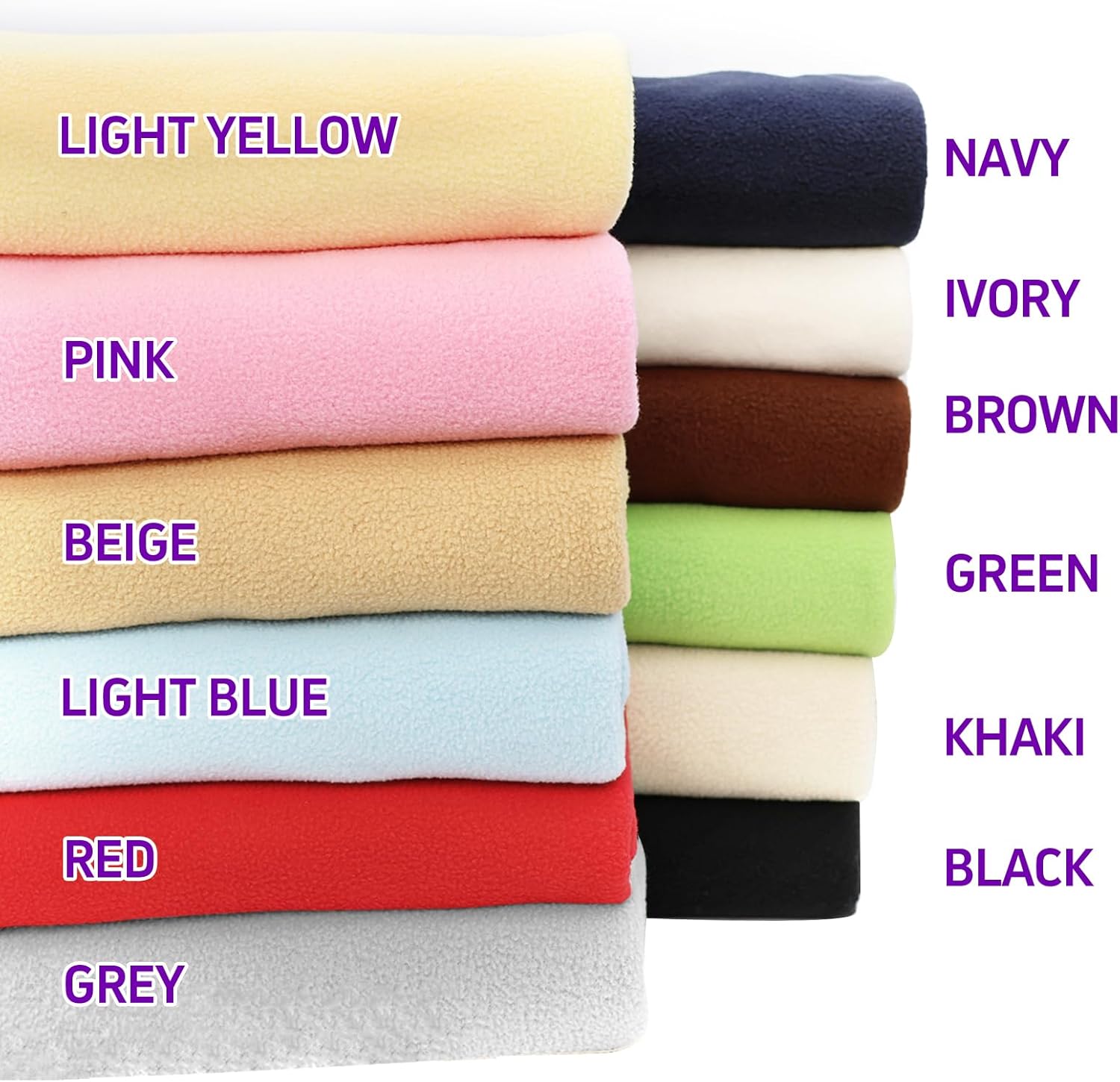 12PCS Solid Color Knitted Polar Fleece Fabric | 20''x20'' | Anti Pill Fabric Patchwork Polyester Plush Fleece Cloth for Sewing, Toys, Throw Blankets, PJ Pants, Booties, Eye Mask - Image 3