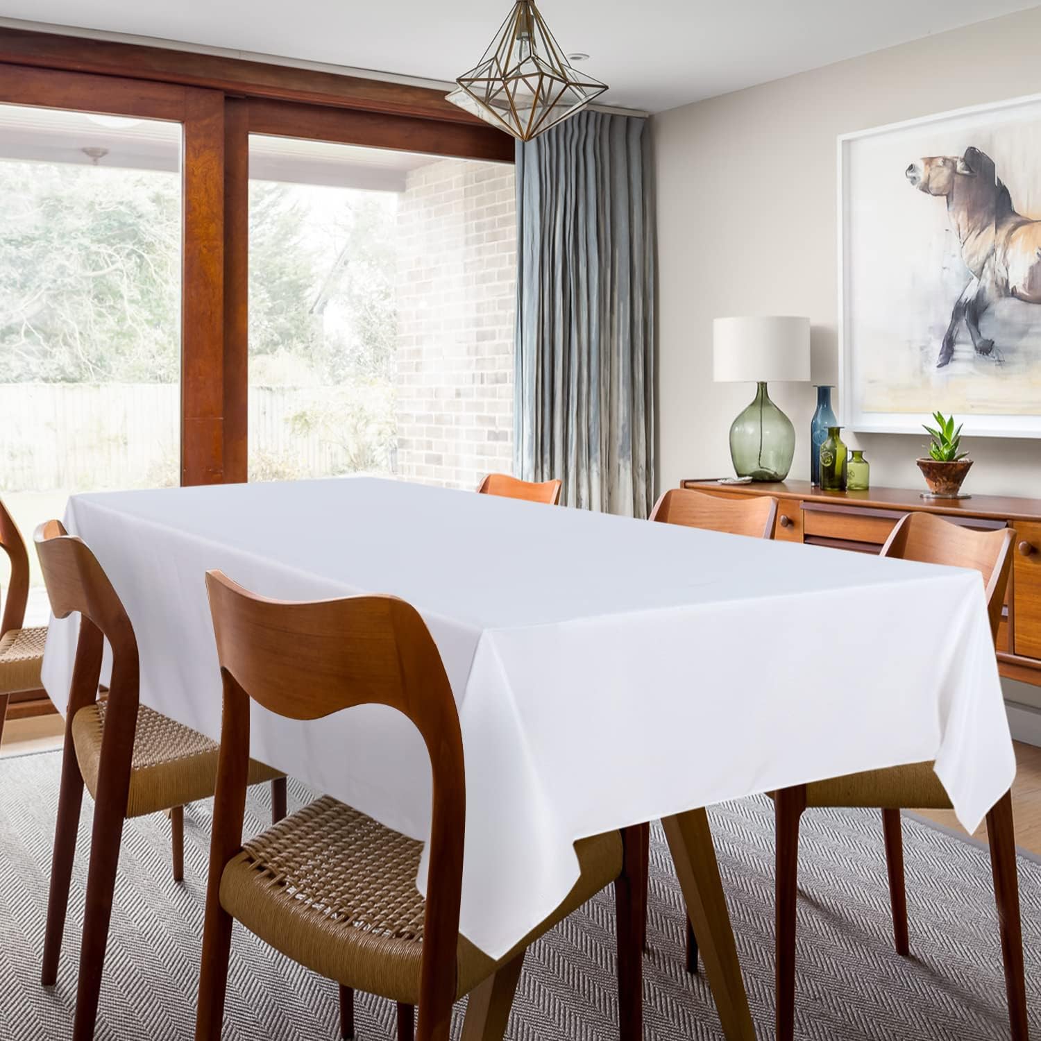 sancua 2 Pack White Tablecloth 60 x 102 Inch, Rectangle 6 Feet Table Cloth - Stain and Wrinkle Resistant Washable Polyester Table Cover for Dining Tables, Buffet Parties and Camping - Image 7