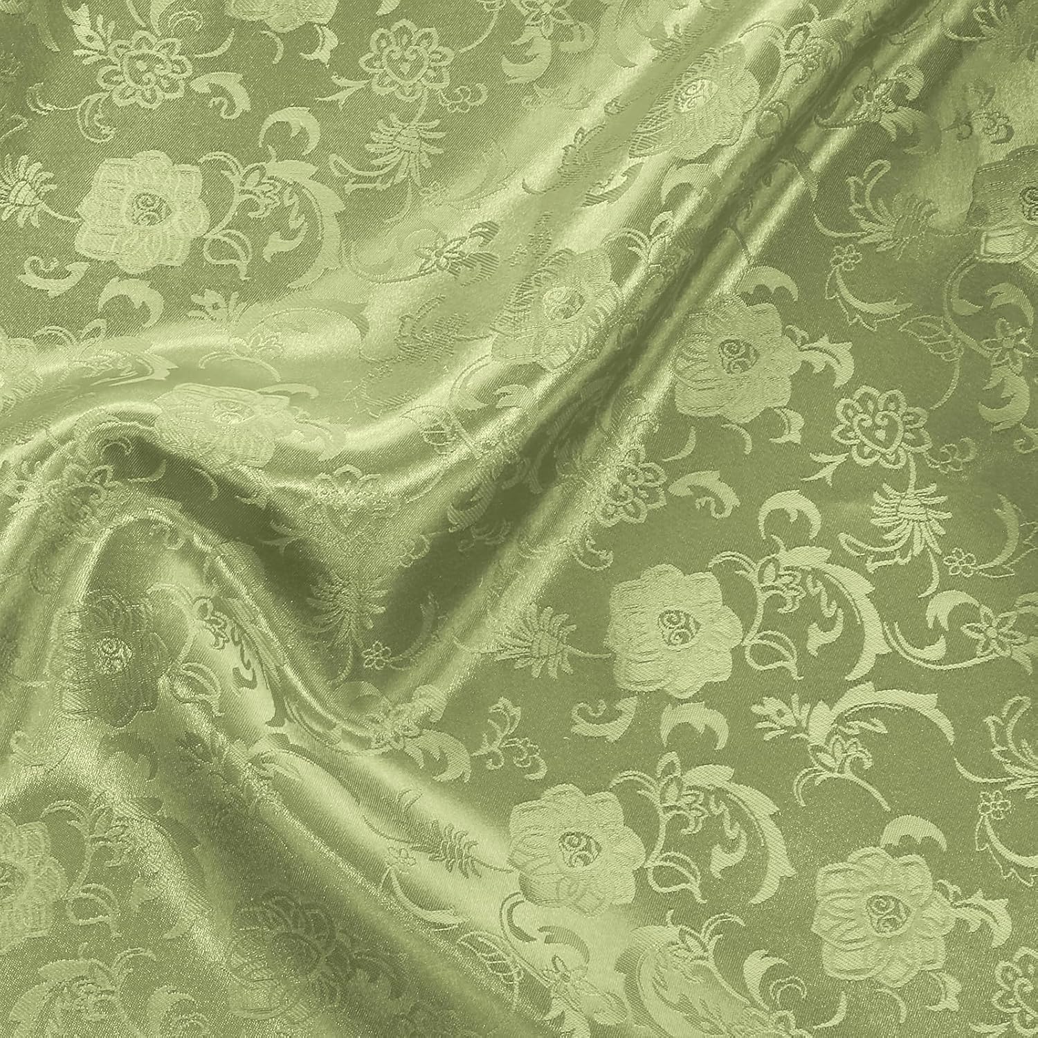 Alternative view of KKJIAF Sage Green Satin Jacquard Fabric 2 Yard, 60 Inch Wide Shiny Sunflower Pattern Silky Brocade Cloth Fabric for Tablecloth, Table Runner, Napkins, Dress, Bedding Sheet, DIY Crafts