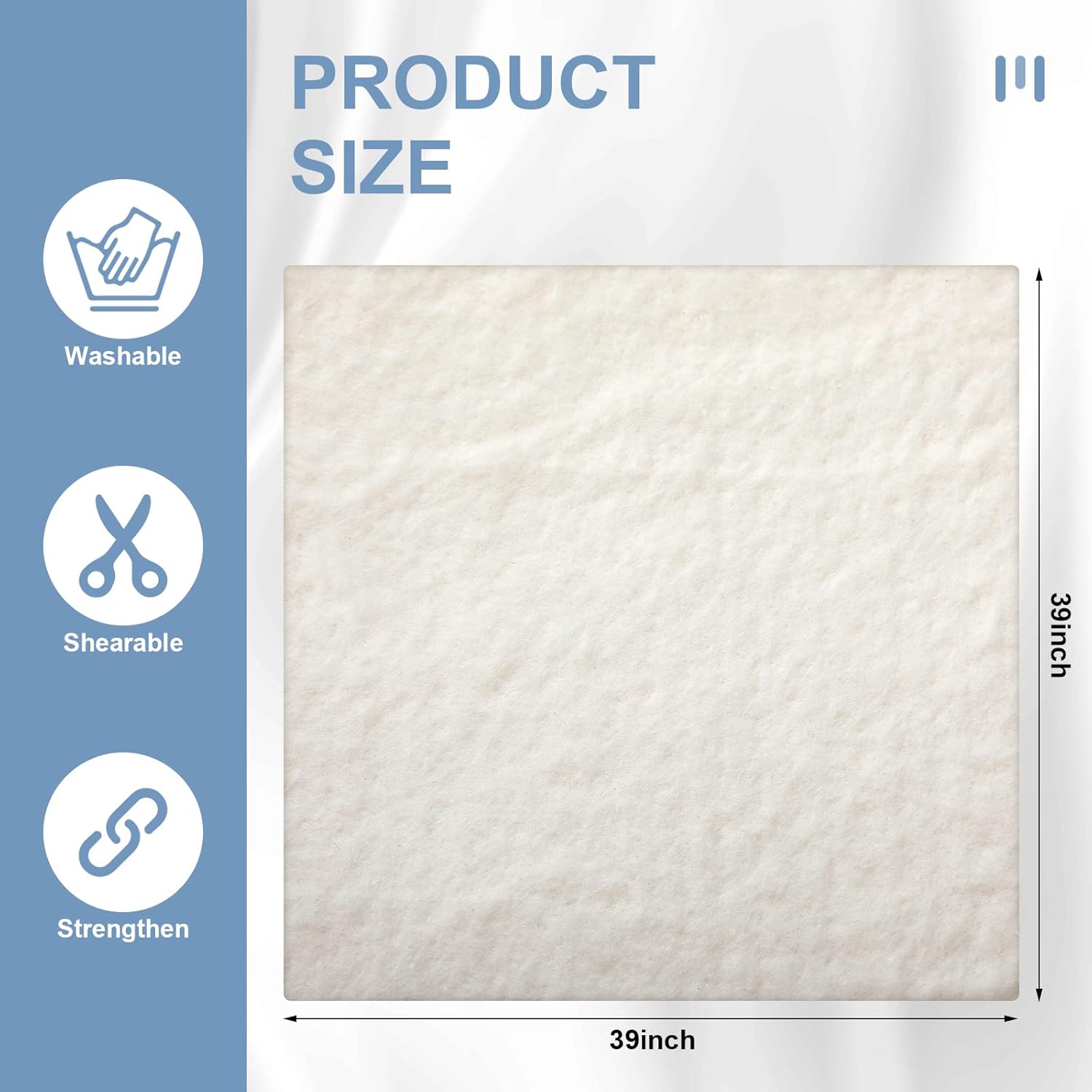 Peryiter 3 Pcs Natural Cotton Quilt Batting Heat Resistant Batting Warm White Cotton Lightweight Lining for Potholders Quilting Fabric Sewing Crafts Wearable Arts Place Mat(40 x 40 Inch)