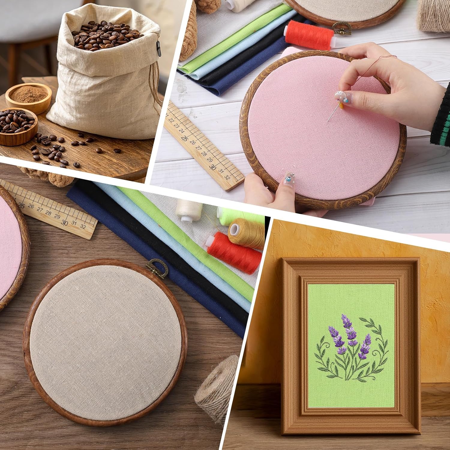 7Pcs Linen Embroidery Fabric Square 11.8" Linen Fabric Cloth for Embroidery Cloth Solid Colour for DIY Crafts Making Garment Needlework, 30cm - Image 3