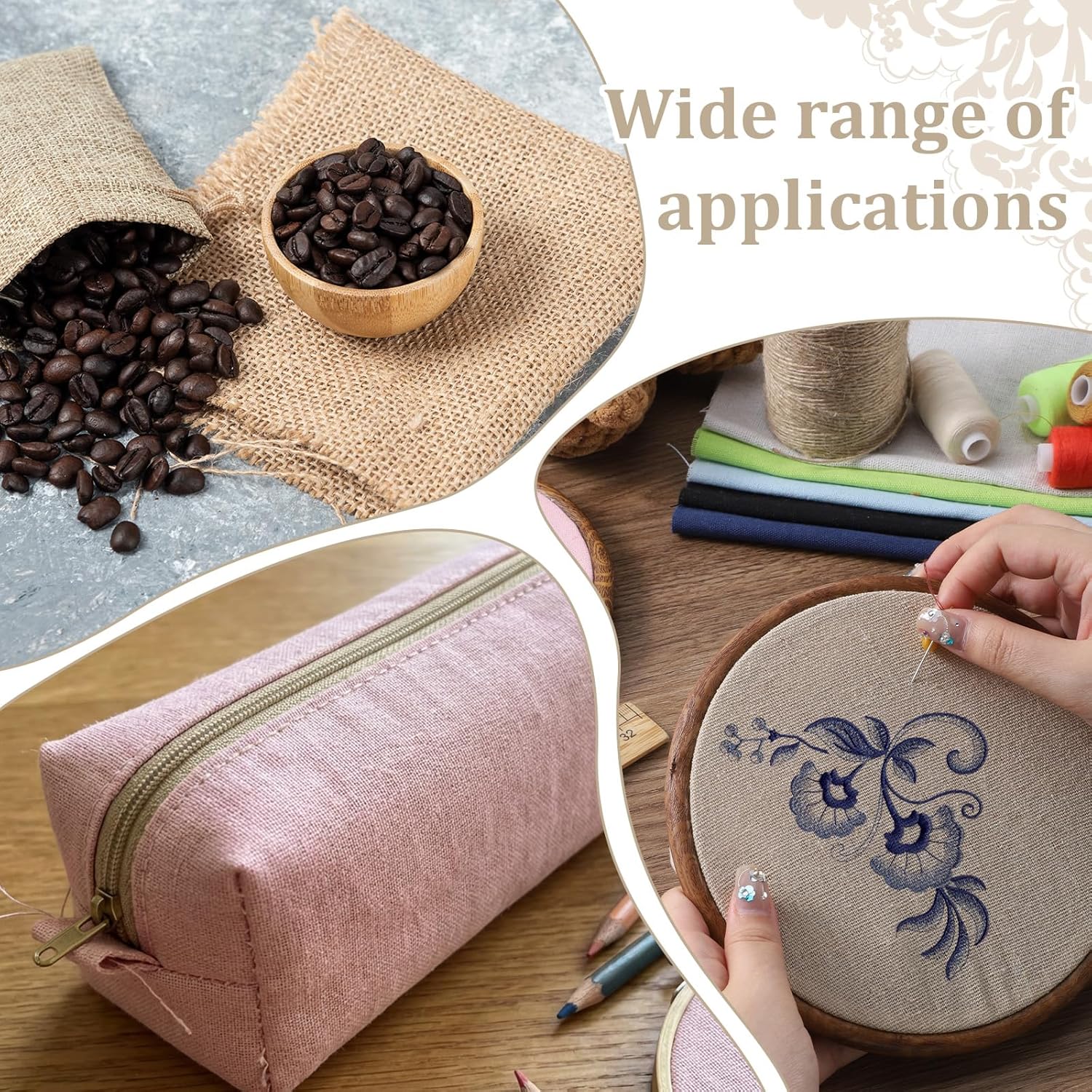 7Pcs Linen Embroidery Fabric Square 11.8" Linen Fabric Cloth for Embroidery Cloth Solid Colour for DIY Crafts Making Garment Needlework, 30cm - Image 4