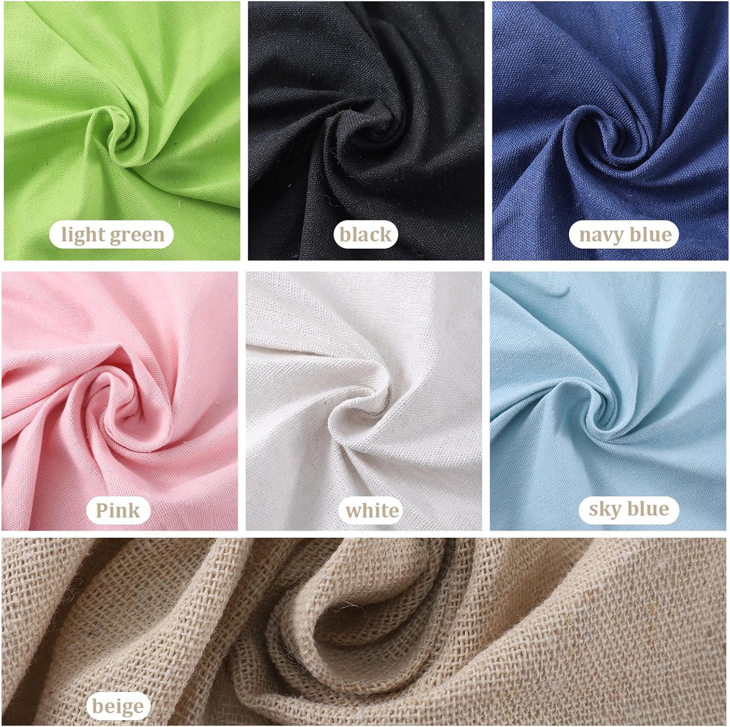 7Pcs Linen Embroidery Fabric Square 11.8" Linen Fabric Cloth for Embroidery Cloth Solid Colour for DIY Crafts Making Garment Needlework, 30cm - Image 5