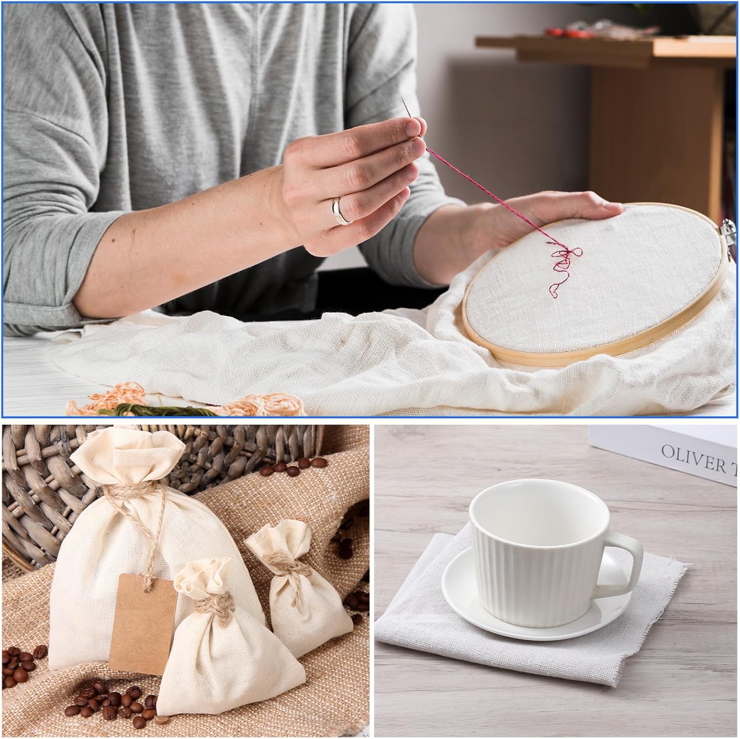 7Pcs Linen Embroidery Fabric Square 11.8" Linen Fabric Cloth for Embroidery Cloth Solid Colour for DIY Crafts Making Garment Needlework, 30cm - Image 6