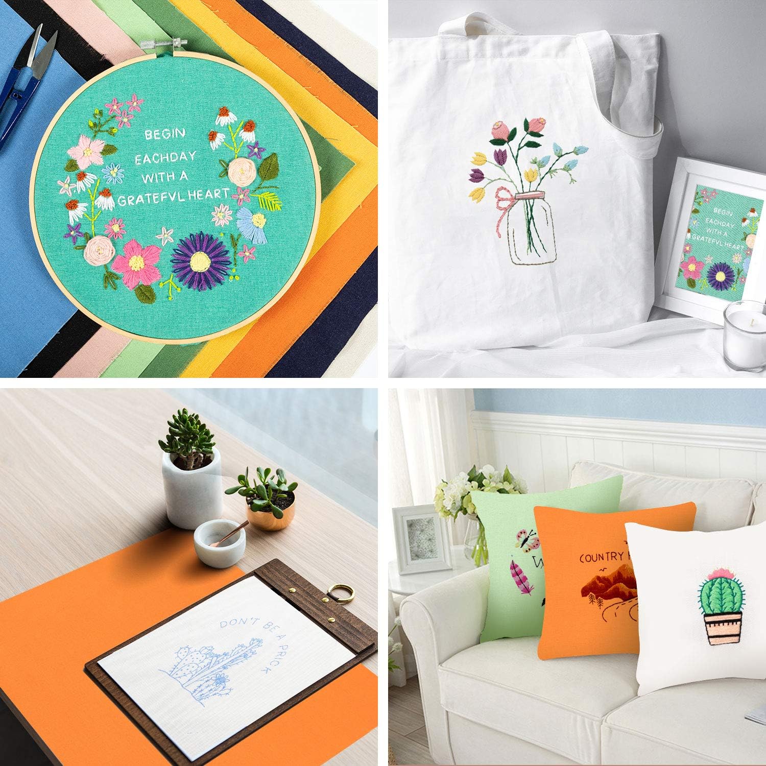 6 Pcs Linen Needlework Fabric, Square Embroidery Fabric 9 Colors Stitch Cloth for Garment Crafts and Decoration Embroidery Project - Image 5