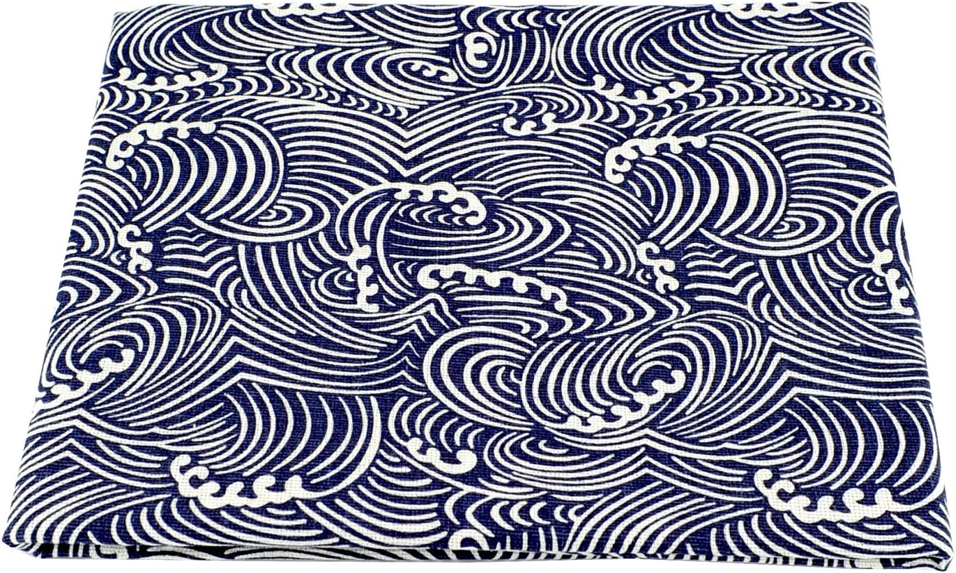 Linen Cotton Printed Fabric for Home Decoration and Crafting by The Meter(Classical Blue Floral Pattern) - Image 5