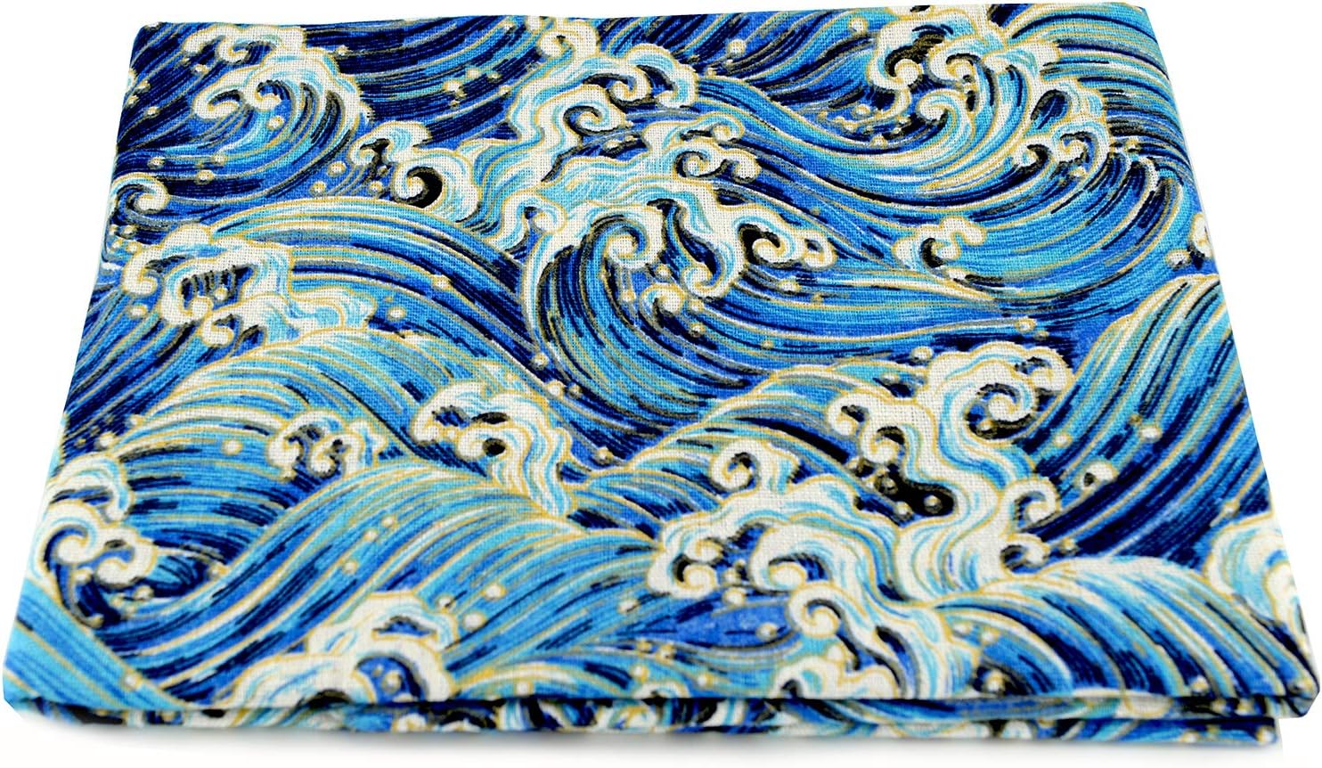 Linen Cotton Printed Fabric for Home Decoration and Crafting by The Meter(Classical Blue Floral Pattern) - Image 6