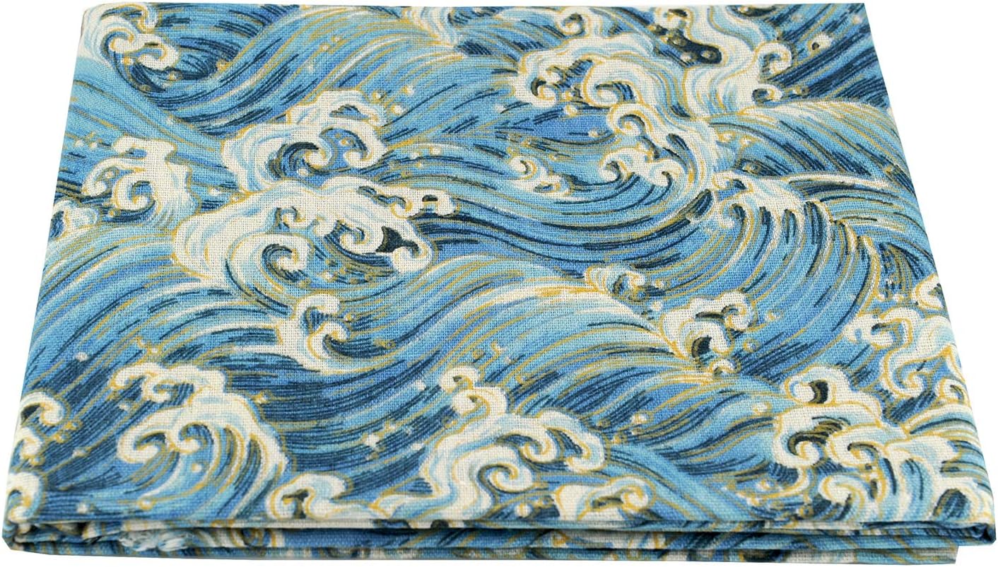 Linen Cotton Printed Fabric for Home Decoration and Crafting by The Meter(Classical Blue Floral Pattern) - Image 7