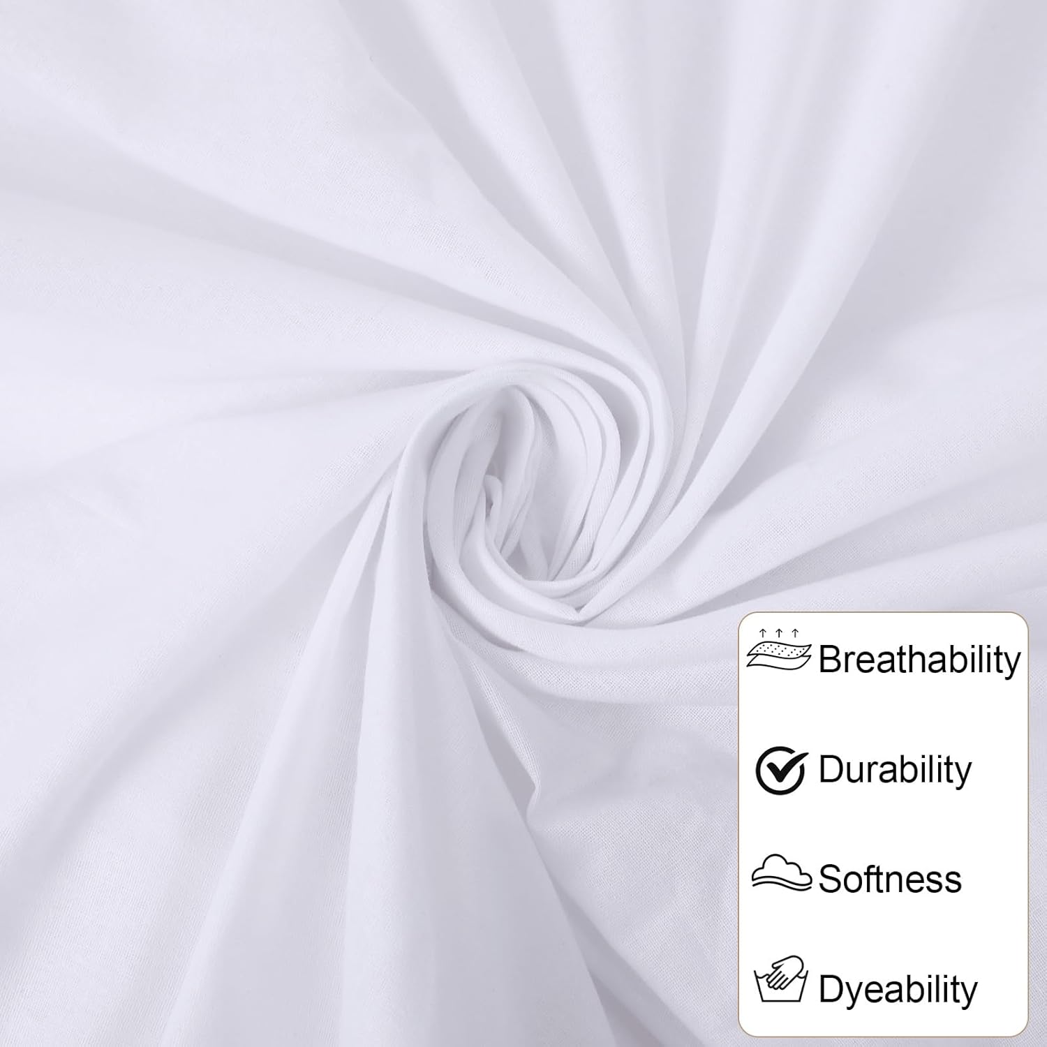 Alternative view of Cotton Muslin Fabric 59 inch x 5 Yards Light Weight Bleached Muslin Linen Fabric Material for Sewing Material Embroidered Apparel Cloth White
