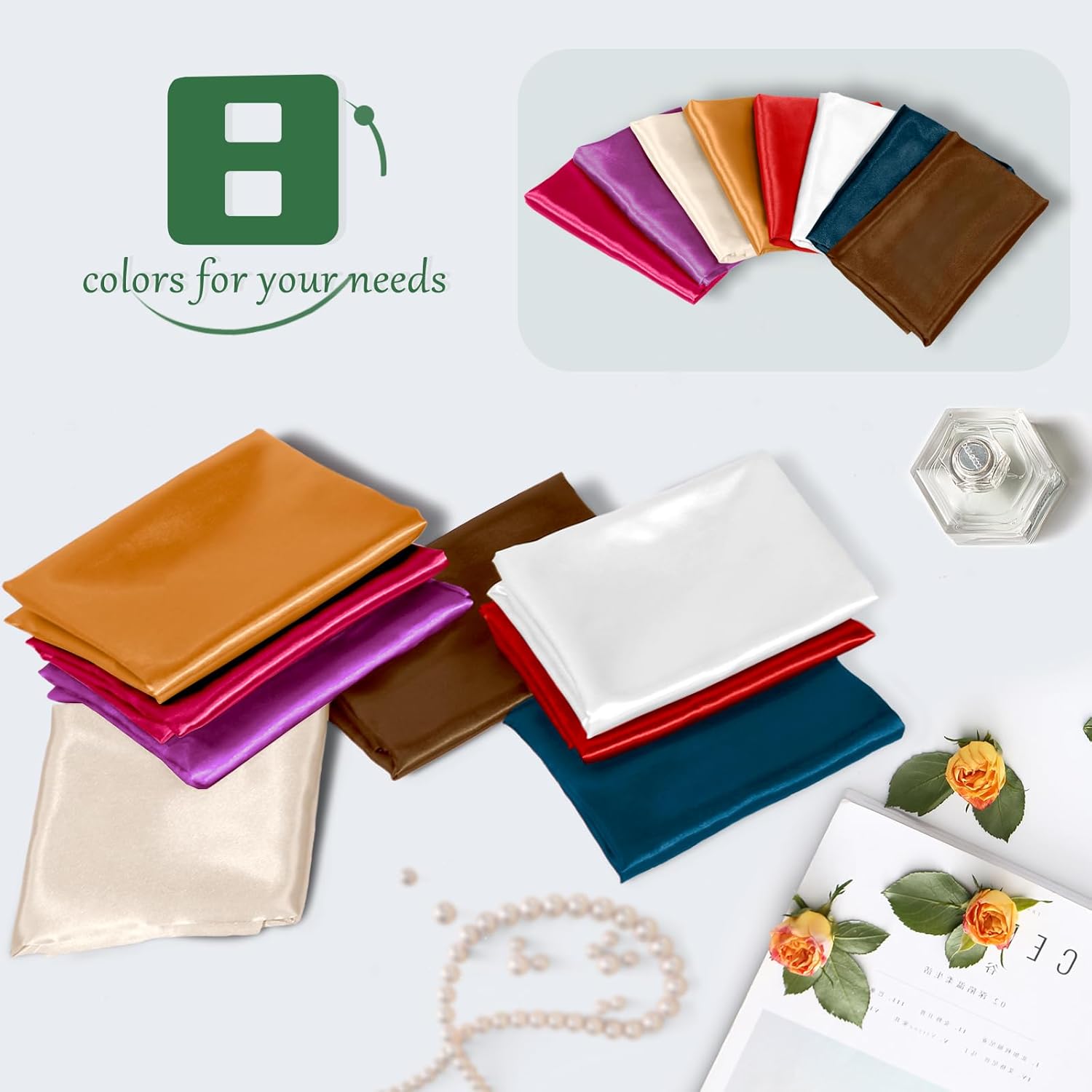 Alternative view of Entisn Red Satin Fabric by The Yard, Silky Fabric 60 Inch Charmeuse Satin Fabric, Soft Cloth Fabric for Wedding Decor, DIY Crafts, Napkins, Bridal Dress, Sewing(1 Yard)