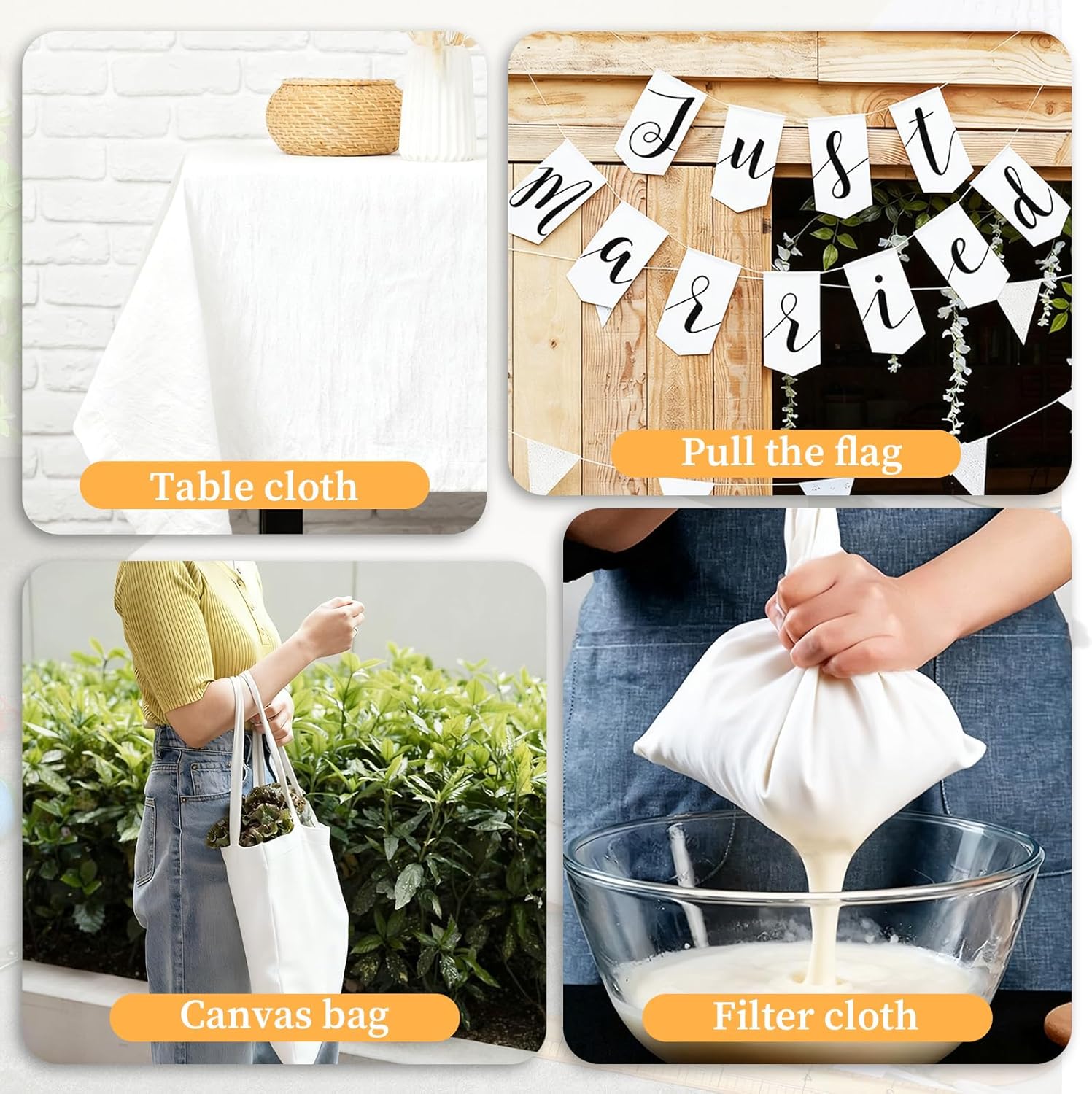 10 Yards x 63 Inches Cotton Muslin Fabric Textile, Bleached Muslin Linen Fabric Material, Boho Wide Roll Backing Material Quilting Sewing for Sewing Materials Apparel Cloth - Image 6