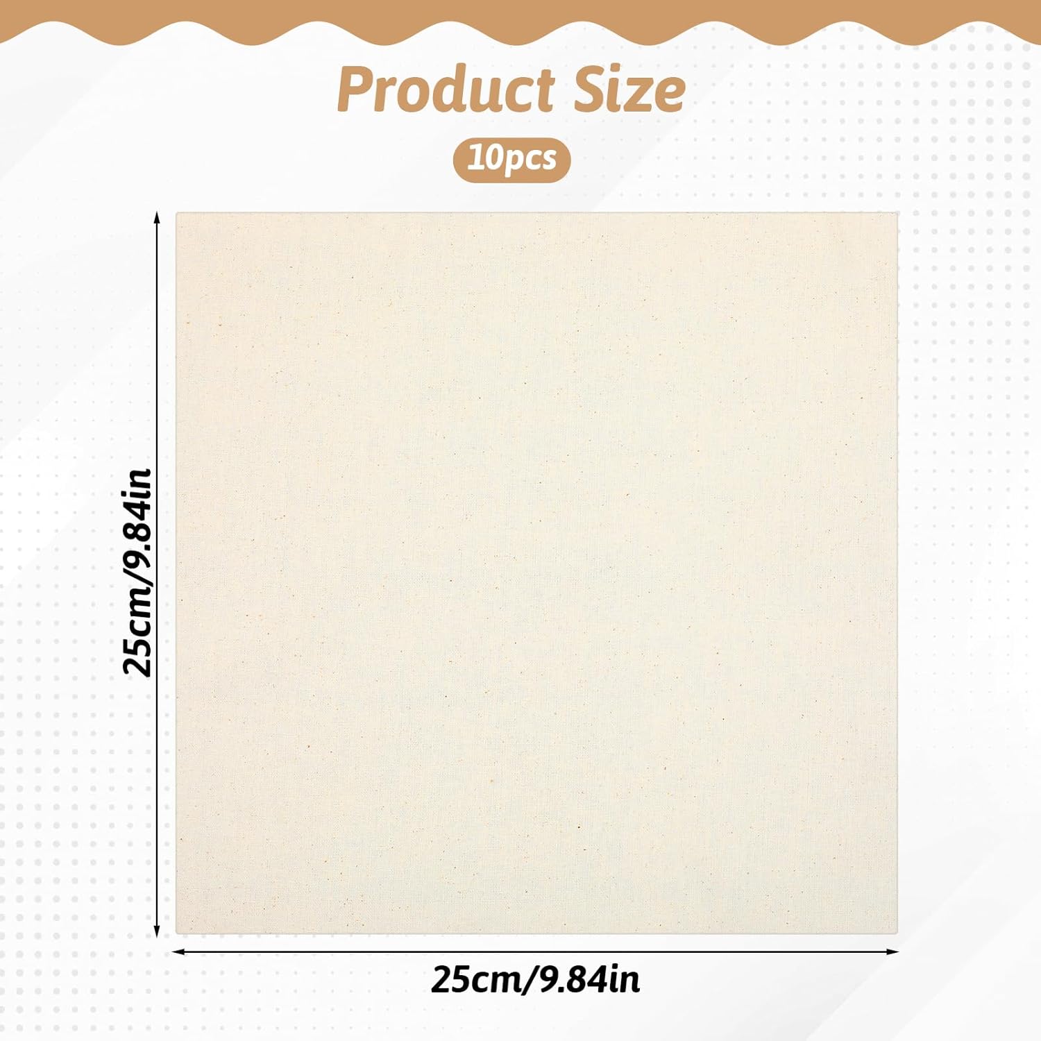 10 PCS Embroidery Fabric, Pre-Cut Beige Fabric Squares, Beige Cotton and Linen Embroidery Cloth for Garment Craft, 9.8 × 9.8 Inch