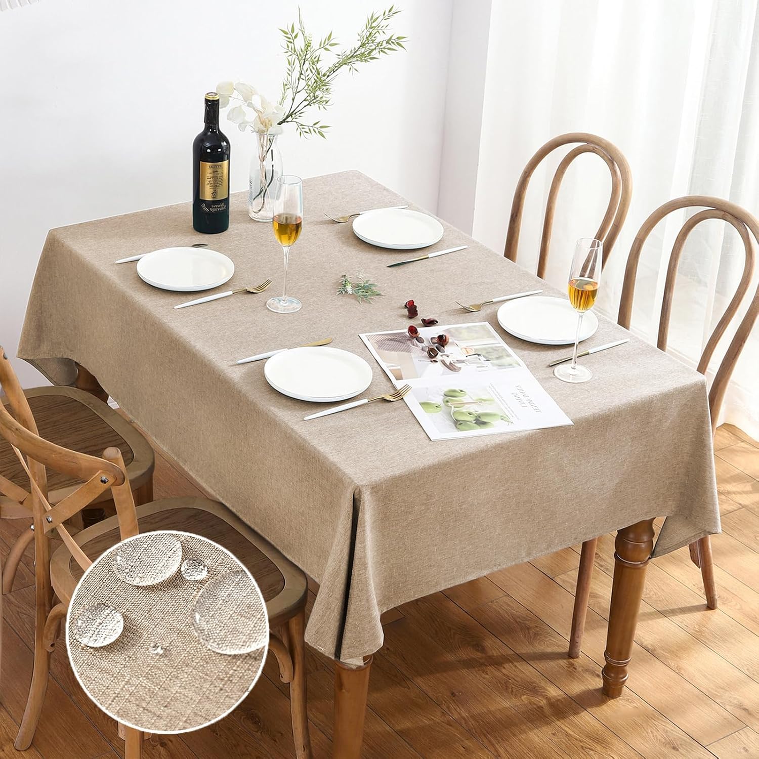 AUSSPVOCT Textured Polyester Tablecloth Rectangle 52x70 Waterproof Spill-Proof Wipeable Table Cloth Wrinkle Free Dining Table Cover for Birthday Farmhouse Spring Tablecloths Up to 36u2018'X54''