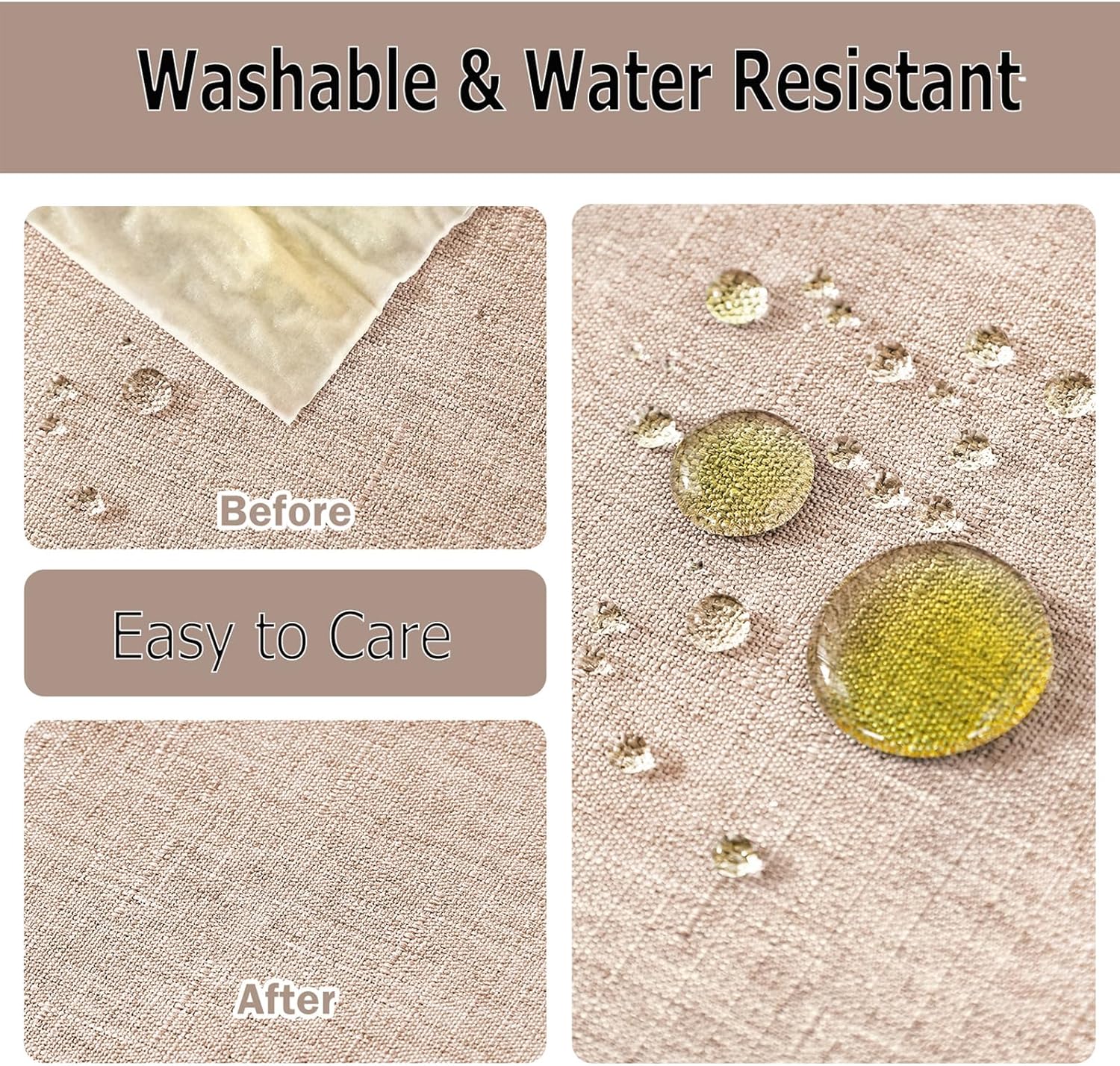 AUSSPVOCT Textured Polyester Tablecloth Rectangle 52x70 Waterproof Spill-Proof Wipeable Table Cloth Wrinkle Free Dining Table Cover for Birthday Farmhouse Spring Tablecloths Up to 36u2018'X54'' - Image 4