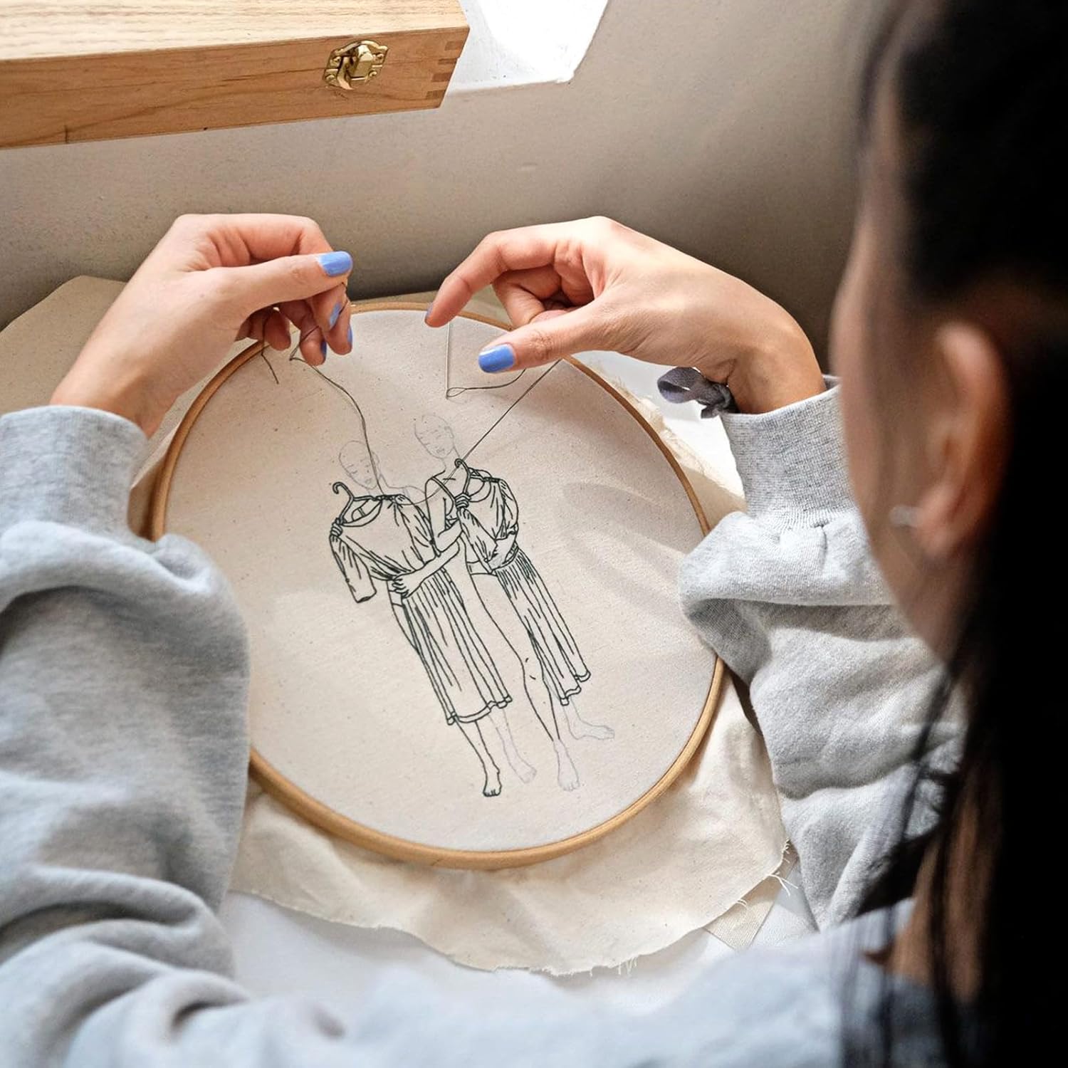 10 PCS Embroidery Fabric, Pre-Cut Beige Fabric Squares, Beige Cotton and Linen Embroidery Cloth for Garment Craft, 9.8 × 9.8 Inch - Image 5