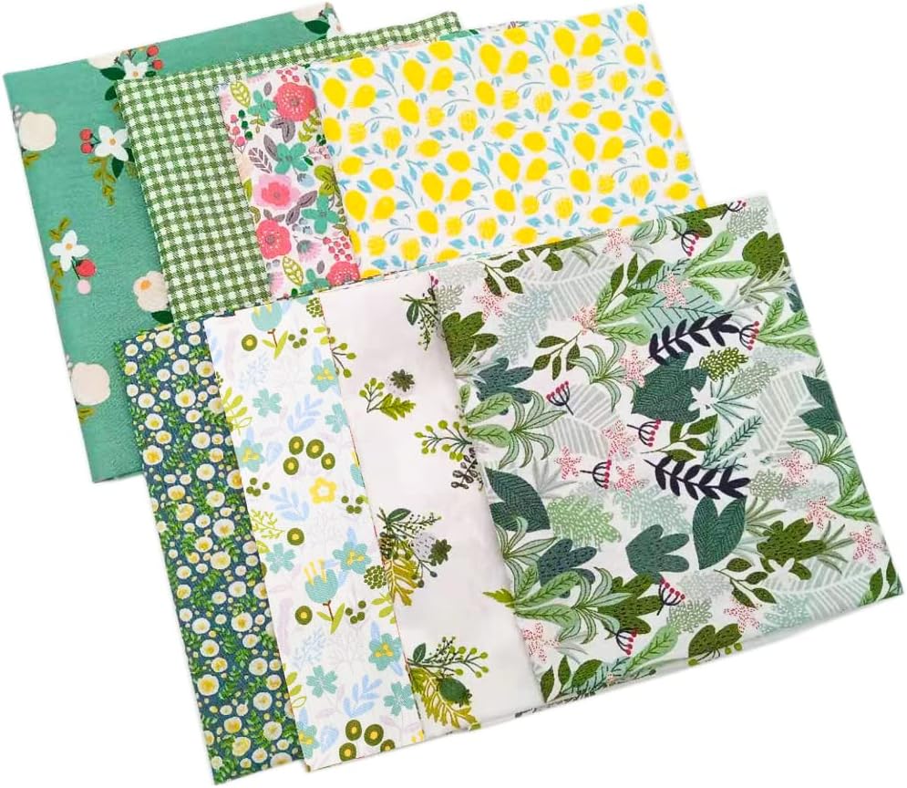ZGXY Fabric, 8 pcs/lot Fat Quarter Fabric Bundles 100% Cotton 19.69" x 19.69" (50cm x 50cm) Quilting Cotton Craft Pre-Cut Squares Sheets for Patchwork Sewing Quilting Crafting, Floral Pattern.