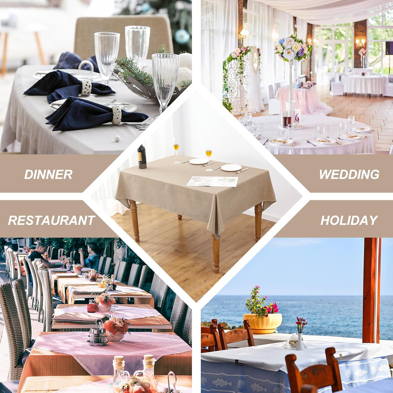 AUSSPVOCT Textured Polyester Tablecloth Rectangle 52x70 Waterproof Spill-Proof Wipeable Table Cloth Wrinkle Free Dining Table Cover for Birthday Farmhouse Spring Tablecloths Up to 36u2018'X54'' - Image 8