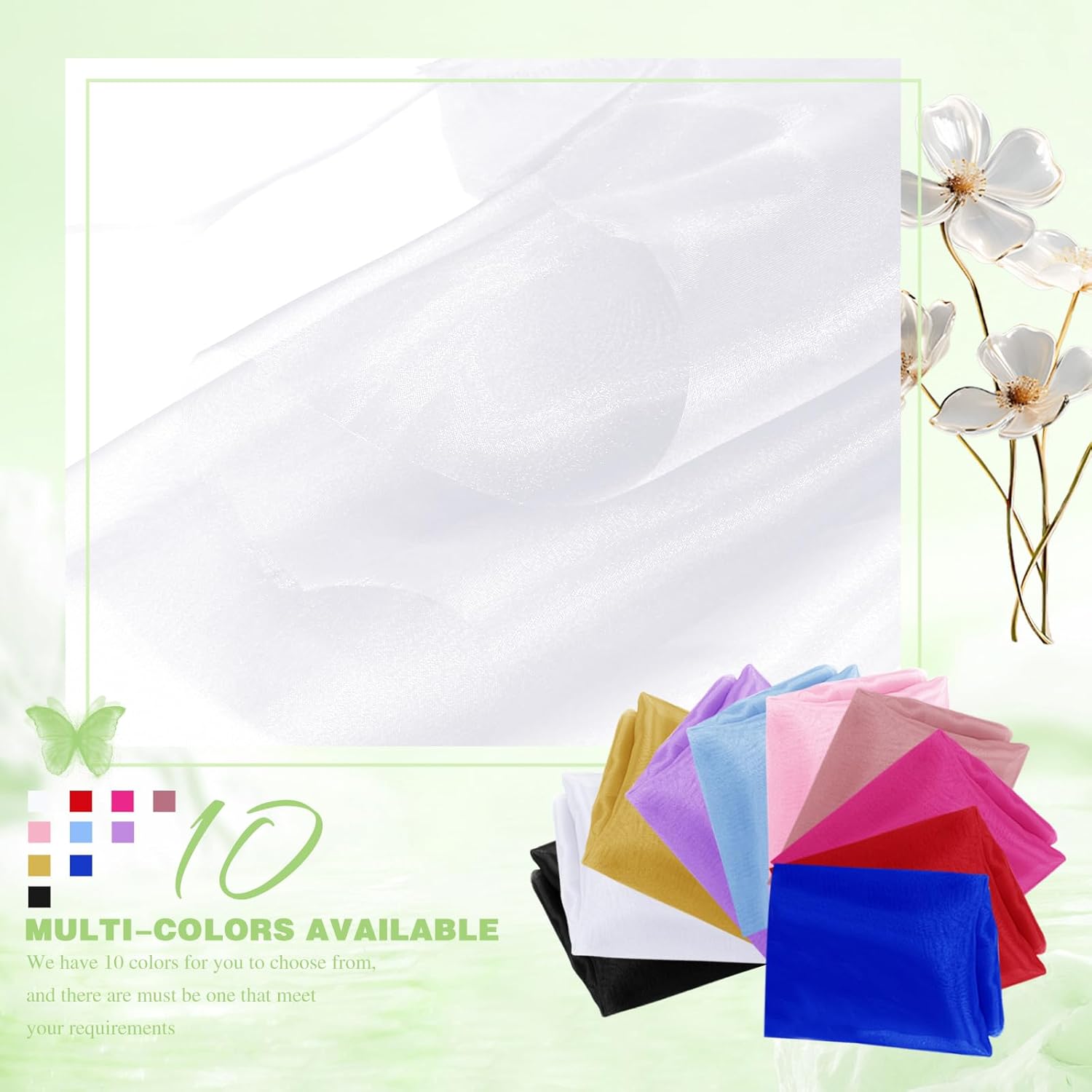 Alternative view of VACVELT Sheer Organza Fabric by The Yard, 60 Inch Wide White Organza Fabric Bolt Bridal Sheer Tulle Fabric, Silk Organza Fabric Roll for Wedding Party Decorations Backdrop Curtain (1 Yard)