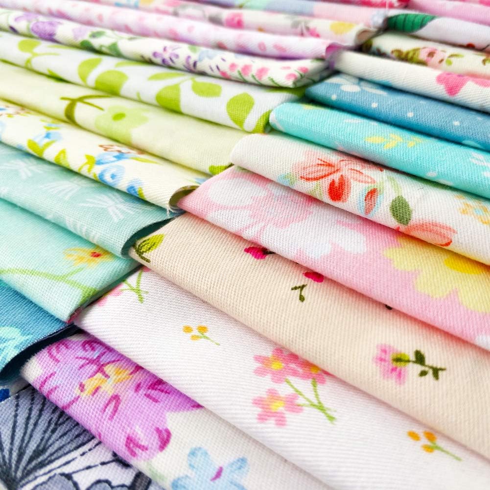 flic-flac 25pcs 12 x 12 inches (30cmx30cm) Cotton Fabric Squares Quilting Sewing Floral Precut Fabric Square Sheets for Craft Patchwork - Image 4