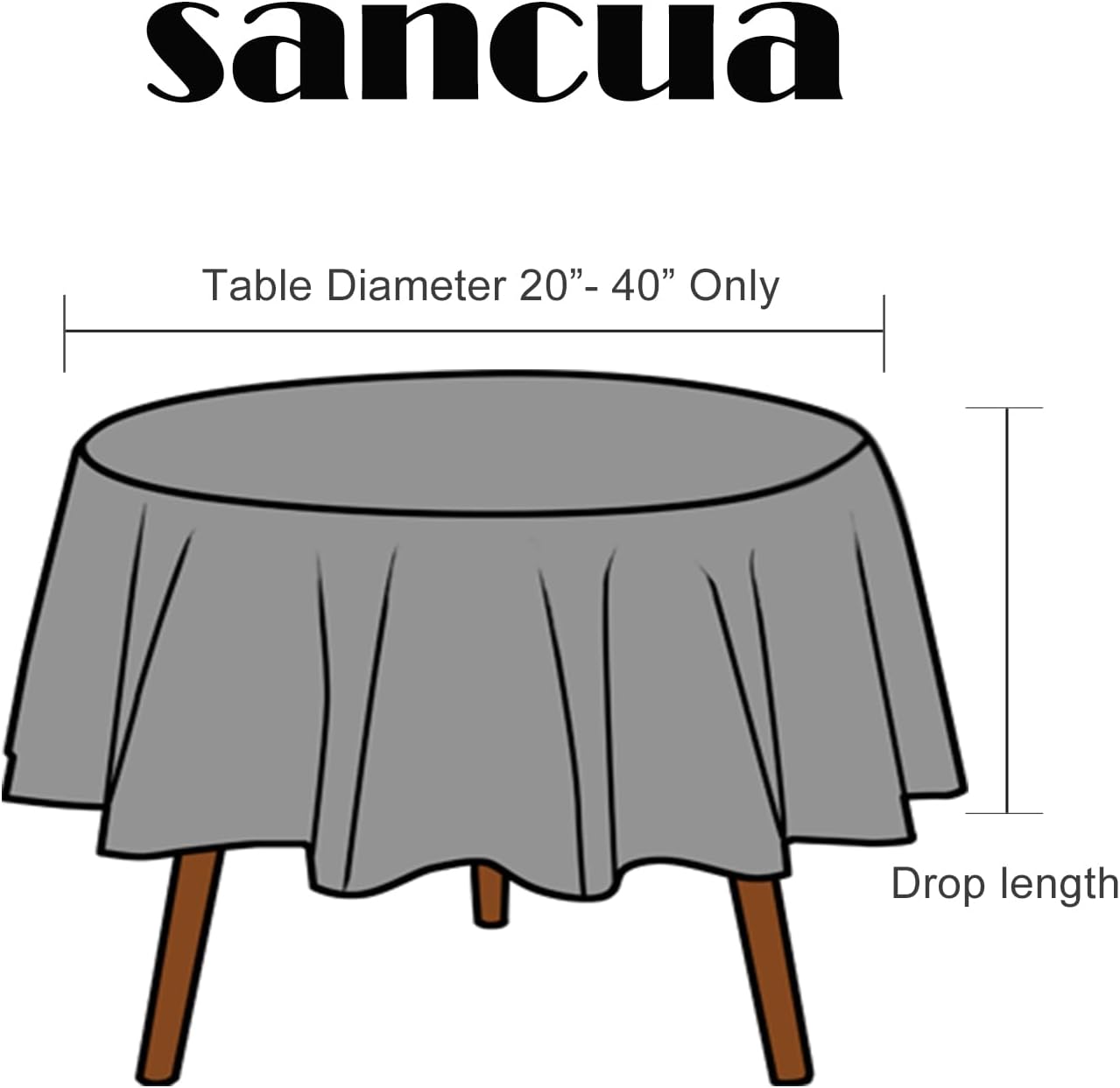 Alternative view of sancua Round Tablecloth - 60 Inch (Fits 20-48 Inch Tables), Water Resistant Spill Proof Washable Polyester Table Cloth Decorative Fabric Table Cover for Dining, Buffet Parties and Camping, Black