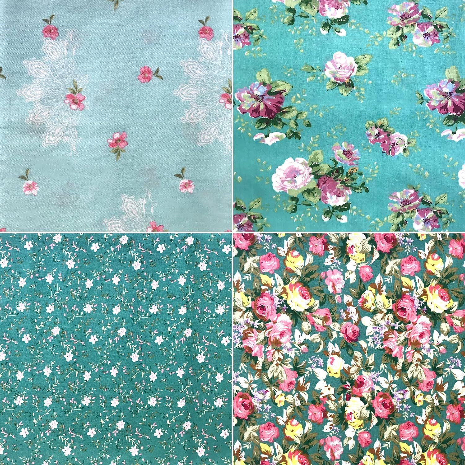 8Pcs 18x22 inch Cotton Fabric Green Floral Rose Fat Quarters Fabric Pre-Cut Quilt Squares for Patchwork Quilting and DIY Sewing Projects - Image 5