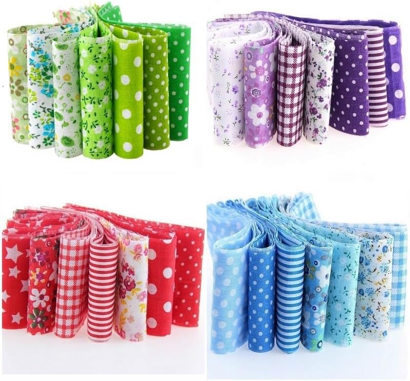 7Pcs Top Green Cotton Craft Fabric Bundle Squares Patchwork DIY Sewing Scrapbooking Quilting Floral Dot Pattern Craft and Hobby Fabric 10" x 10" (25cm x 25cm) - Image 4