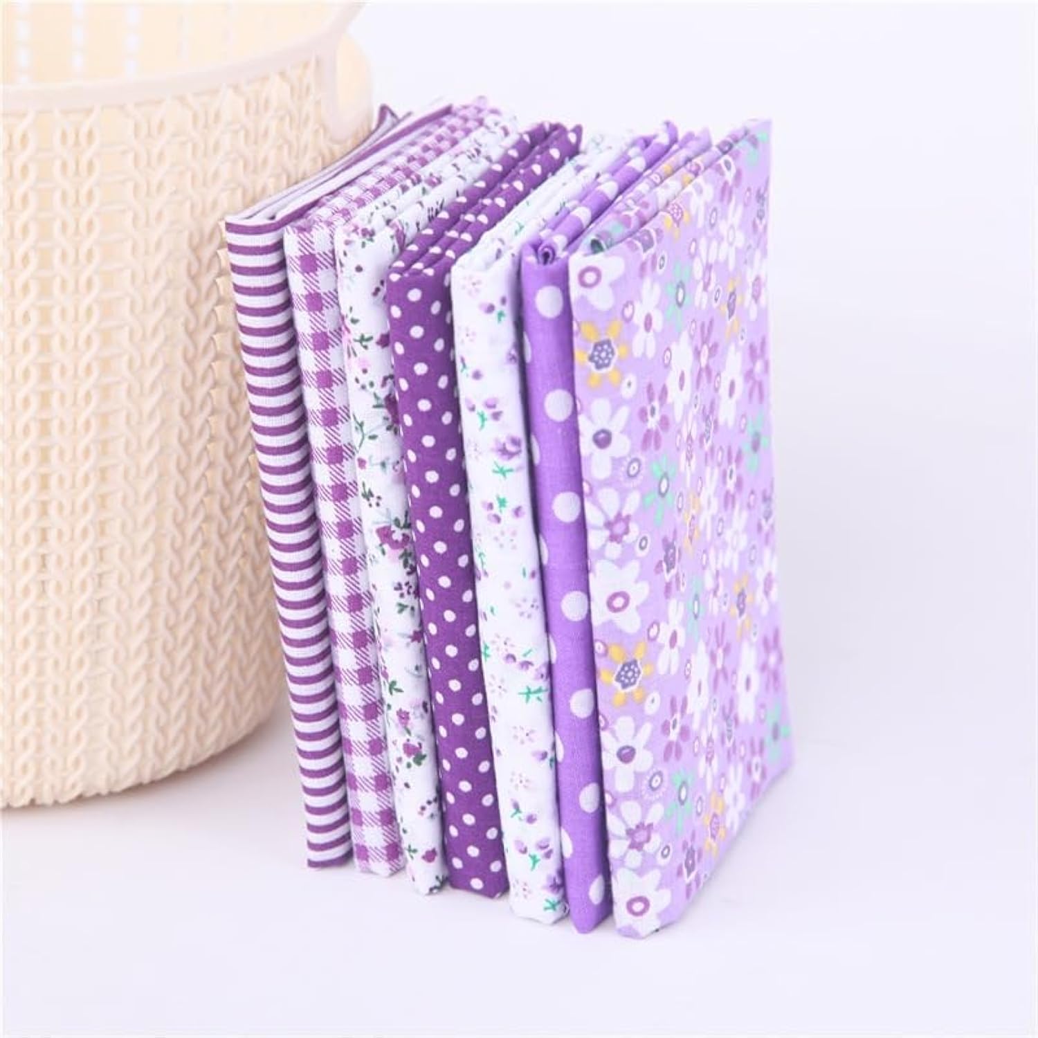 7Pcs Top Green Cotton Craft Fabric Bundle Squares Patchwork DIY Sewing Scrapbooking Quilting Floral Dot Pattern Craft and Hobby Fabric 10" x 10" (25cm x 25cm) - Image 7