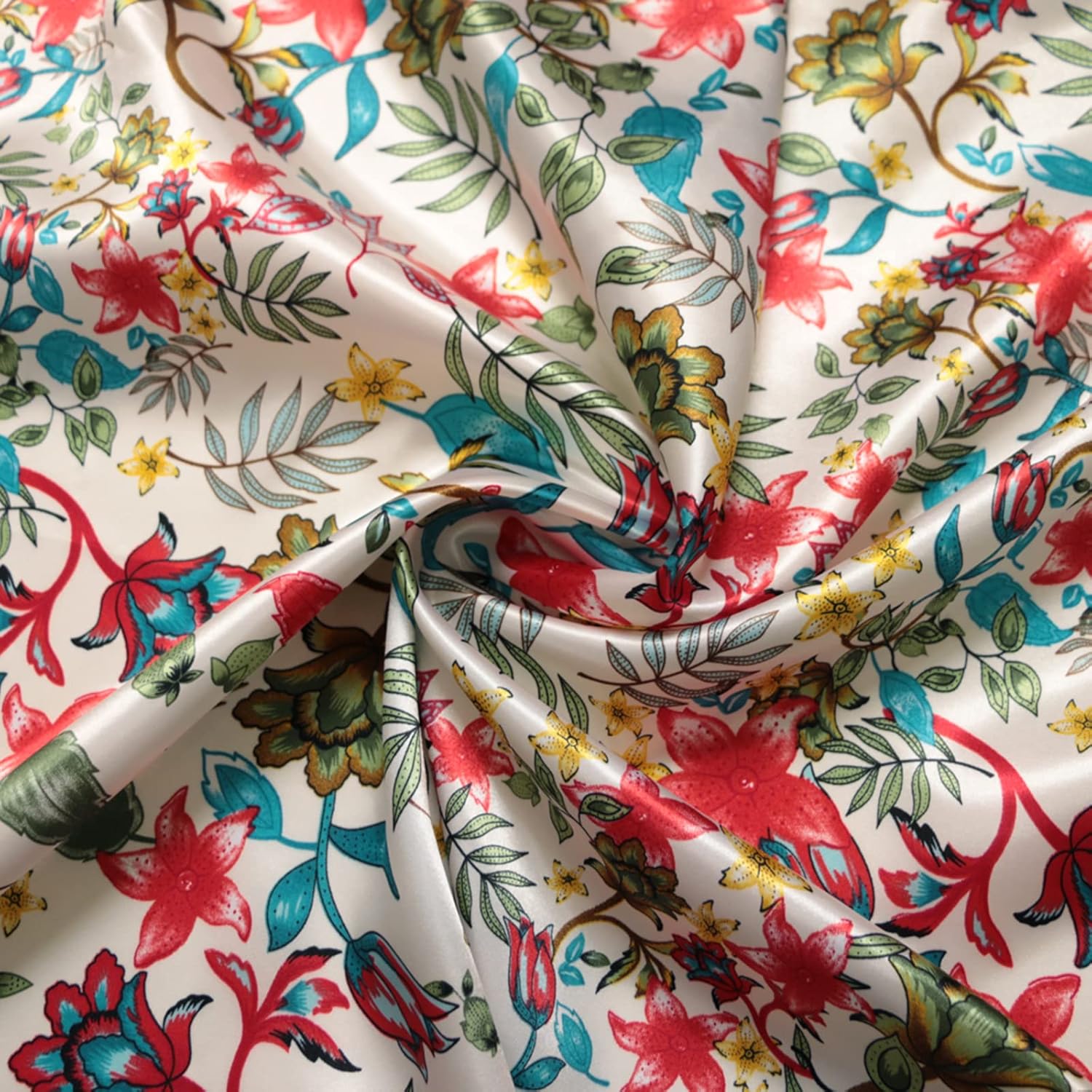 Vintage Printed Satin Fabric Silk Charmeuse Material for Scarf Dress Lining Sewing Material DIY Decorative Satin Charmeuse Cloth (Black) - Image 6