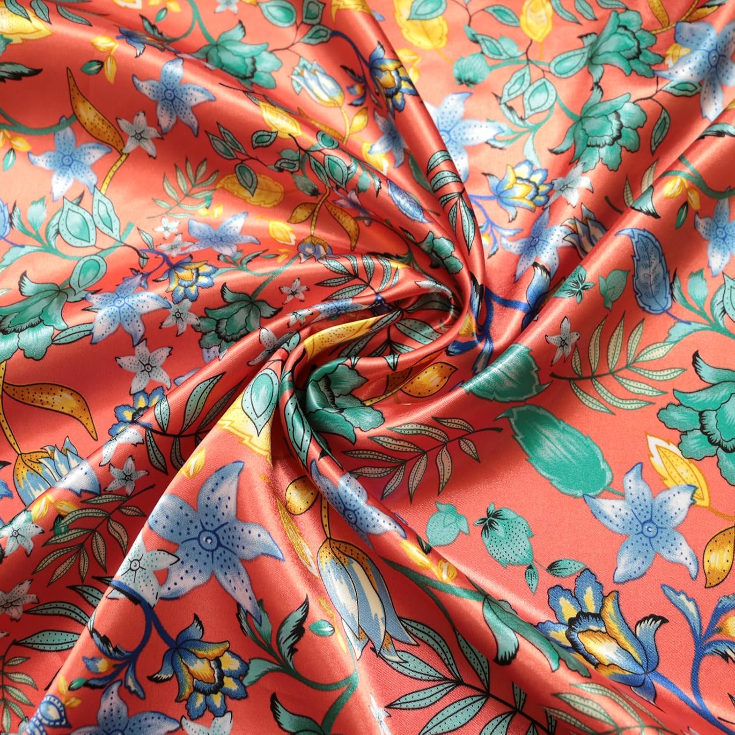 Vintage Printed Satin Fabric Silk Charmeuse Material for Scarf Dress Lining Sewing Material DIY Decorative Satin Charmeuse Cloth (Black) - Image 7