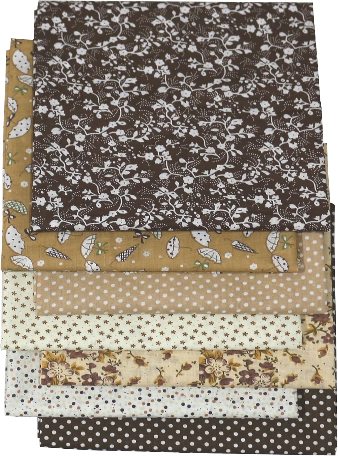 Alternative view of OZXCHIXU 7PCS/lot Coffee Series Floral Cotton Fabric Quilting Patchwork Fabric Fat Quarter Bundles for Scrapbooking, Cloth Sewing, DIY Crafts, Handmade Bags, Pillows - 19.7X19.7inches