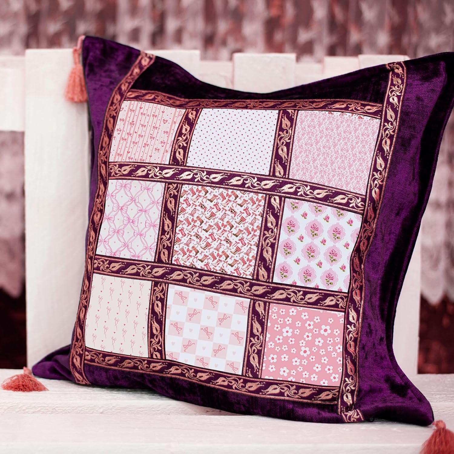 Tatuo 30 Pcs 10" Valentines Quilting Cotton Fabric Squares Pink Bow Pattern Floral Precut Fabric Square Sheets for Sewing Scrapbooking DIY Craft Patchwork - Image 5