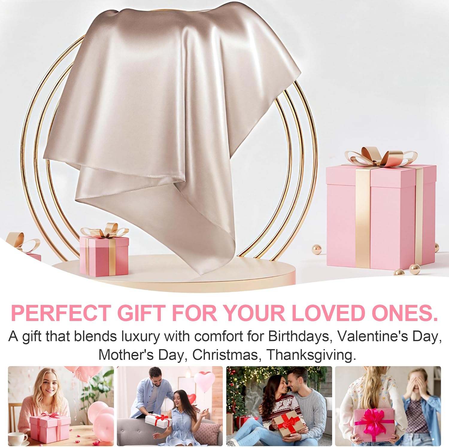 Mulberry Silk Pillow Cases Standard Size with Hidden Zipper, Ultra Smooth and Soft Breathable Cooling Silk Satin Pillowcase for Hair and Skin, Gifts for Women Men (Champagne, 20x26 Inches, 1 Pack) - Image 6