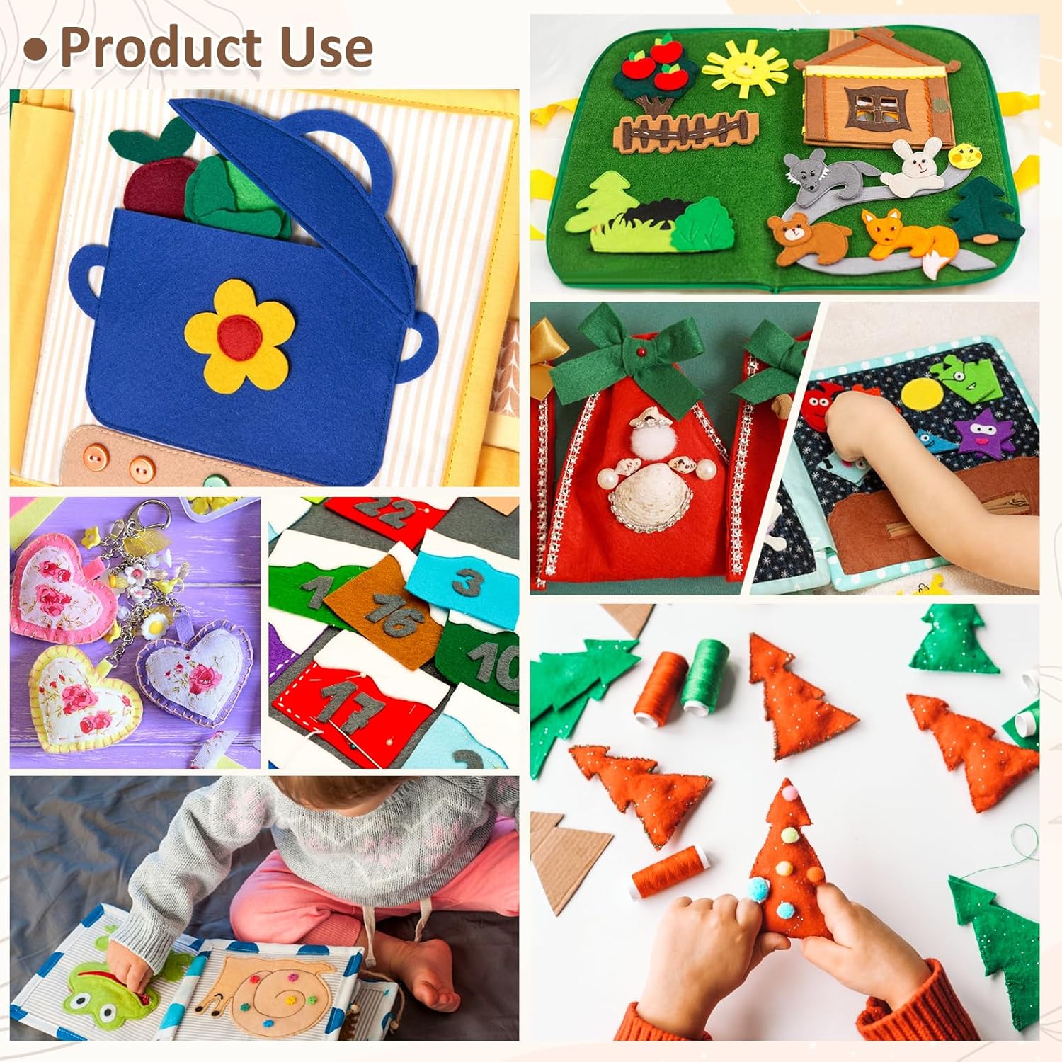 XSEINO 12 Rolls 8"x35"(20.5x90cm) 1.4mm Thick Soft Felt Fabric Sheet 12 Assorted Colors Felt Pack for DIY Craft Sewing Squares Nonwoven Patchwork - Image 3