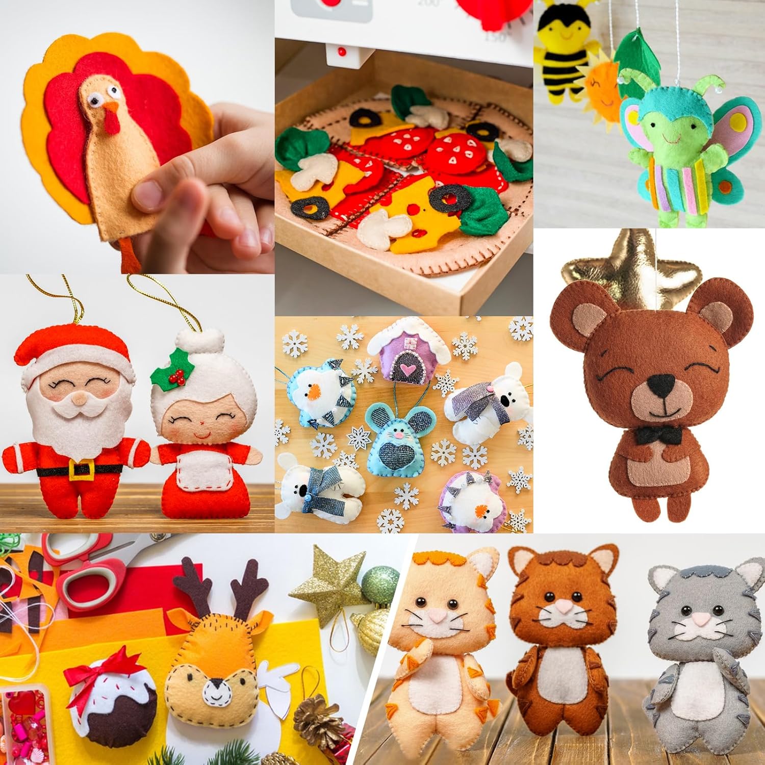 XSEINO 12 Rolls 8"x35"(20.5x90cm) 1.4mm Thick Soft Felt Fabric Sheet 12 Assorted Colors Felt Pack for DIY Craft Sewing Squares Nonwoven Patchwork - Image 4