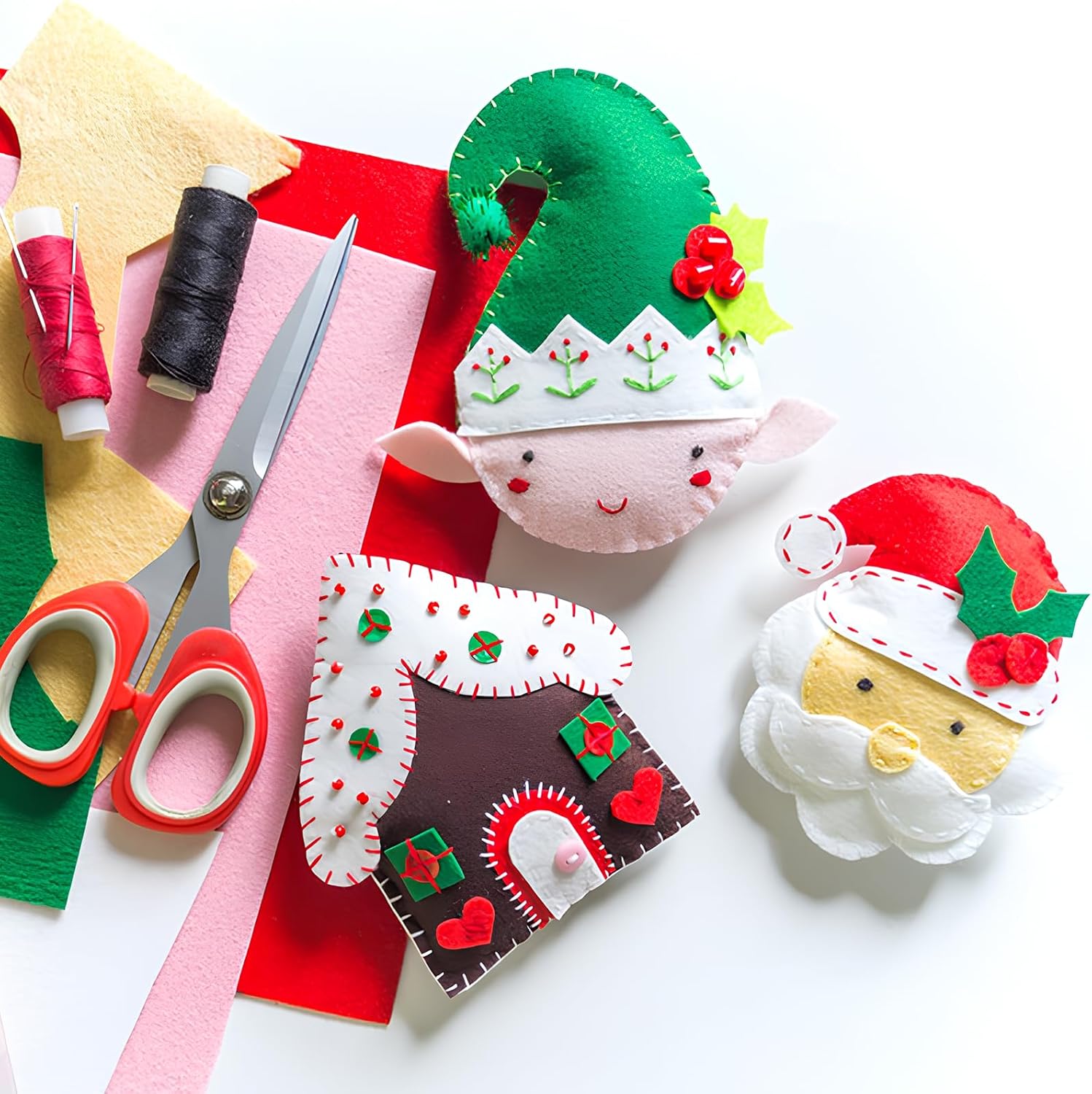 XSEINO 12 Rolls 8"x35"(20.5x90cm) 1.4mm Thick Soft Felt Fabric Sheet 12 Assorted Colors Felt Pack for DIY Craft Sewing Squares Nonwoven Patchwork - Image 5