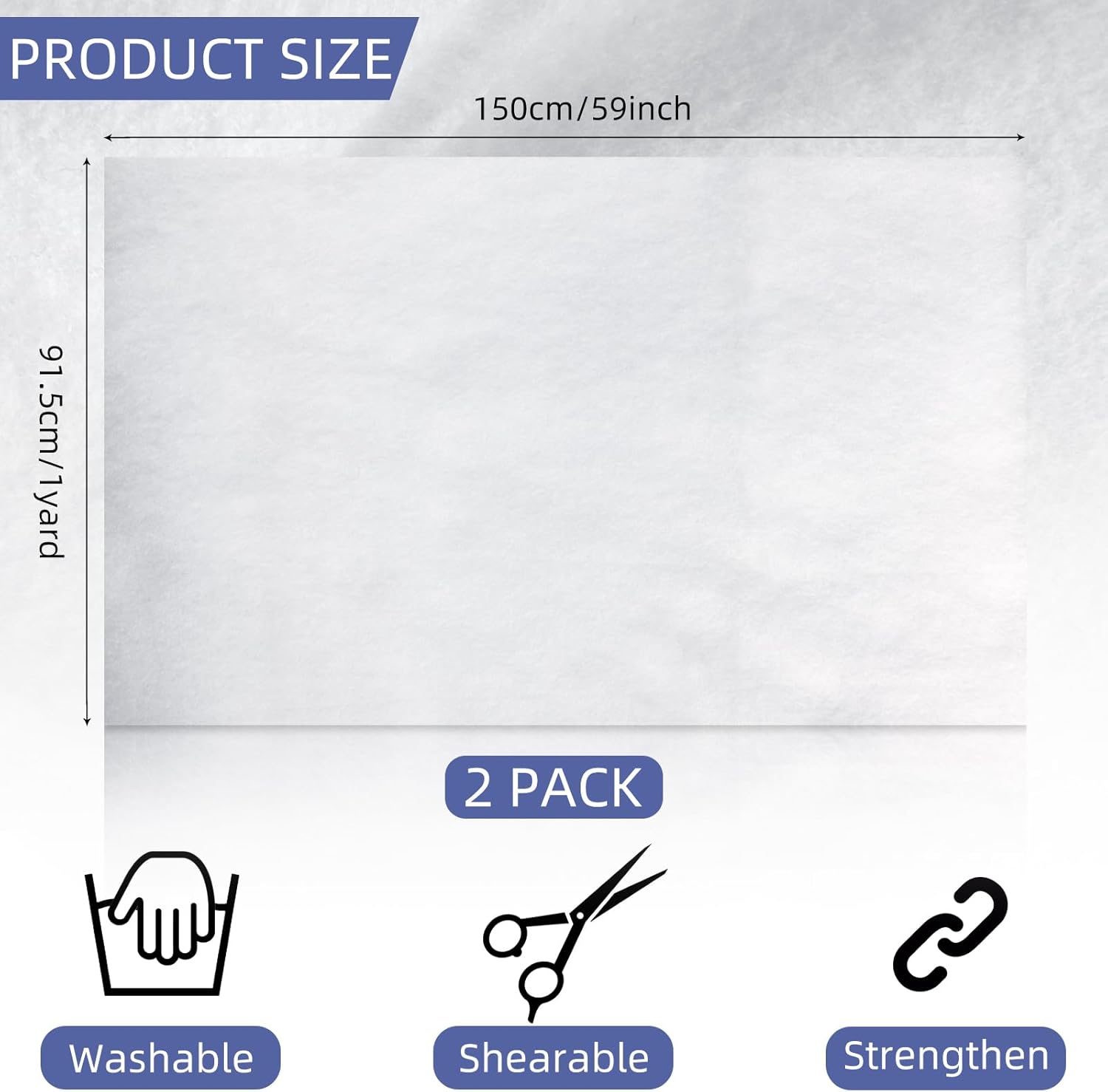 Tatuo 59 Inch Quilt Batting Polyester Batting for Upholstery Bonded Quilting Craft and Wearable Arts(1.5m x 2 Yards x 0.1 Inch)