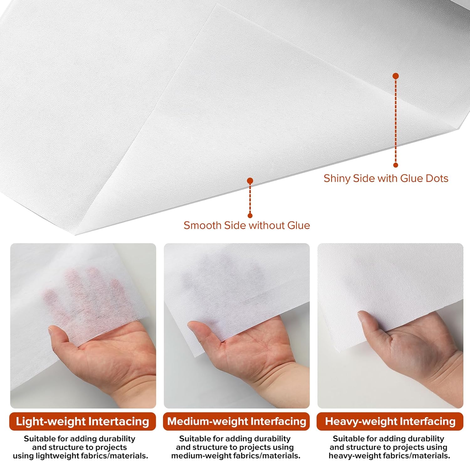 Alternative view of ZOMONETI Light Weight 17in x 30yd White Iron On Non-Woven Fusible Interfacing, Single-Sided Polyester Fabric for DIY Craft Supplies, Quilting, Sewing, Shirt Plackets, Dresses, Collars, Cuffs