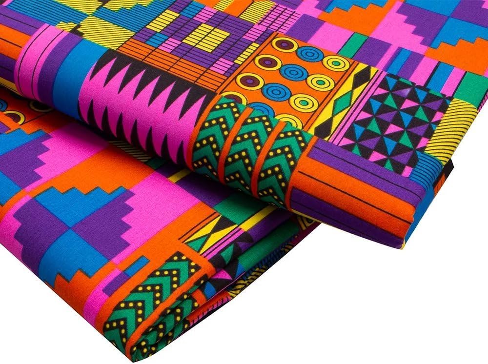 6 Yards Kente African Fabrics Bright Color Polyester African Cloth by Yard Ankara Fabric Sewing for Crafts - Image 3