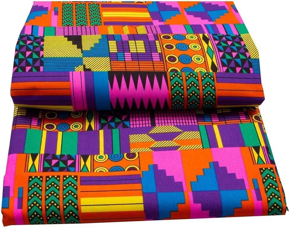 6 Yards Kente African Fabrics Bright Color Polyester African Cloth by Yard Ankara Fabric Sewing for Crafts - Image 4