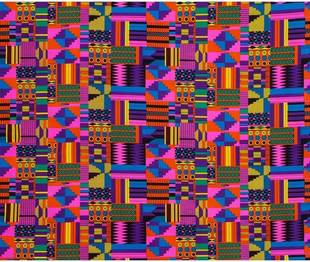 6 Yards Kente African Fabrics Bright Color Polyester African Cloth by Yard Ankara Fabric Sewing for Crafts - Image 5