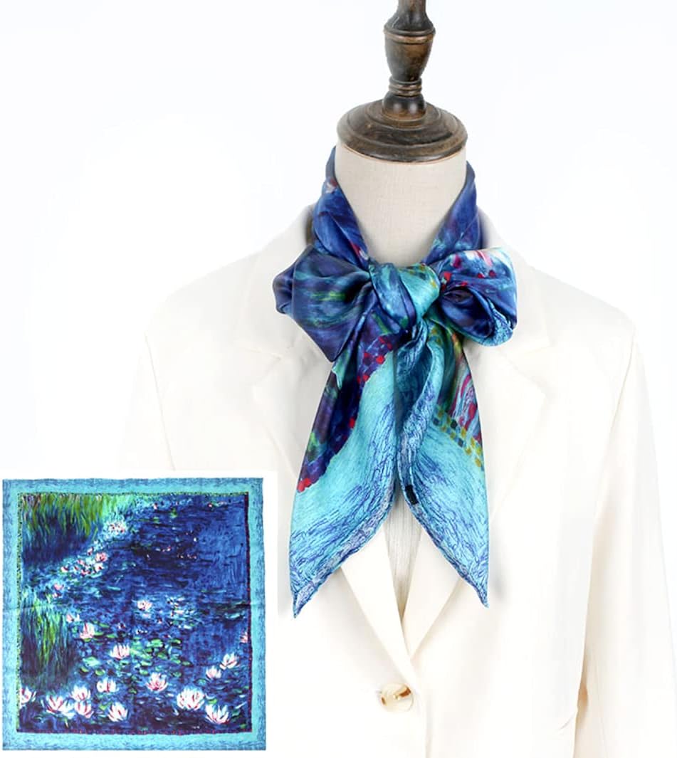 ANDANTINO 100% Pure Mulberry Silk Scarf 35" Large Square Lightweight Headscarf u2013Womenu2019s Hair Wraps-With Gift Packed