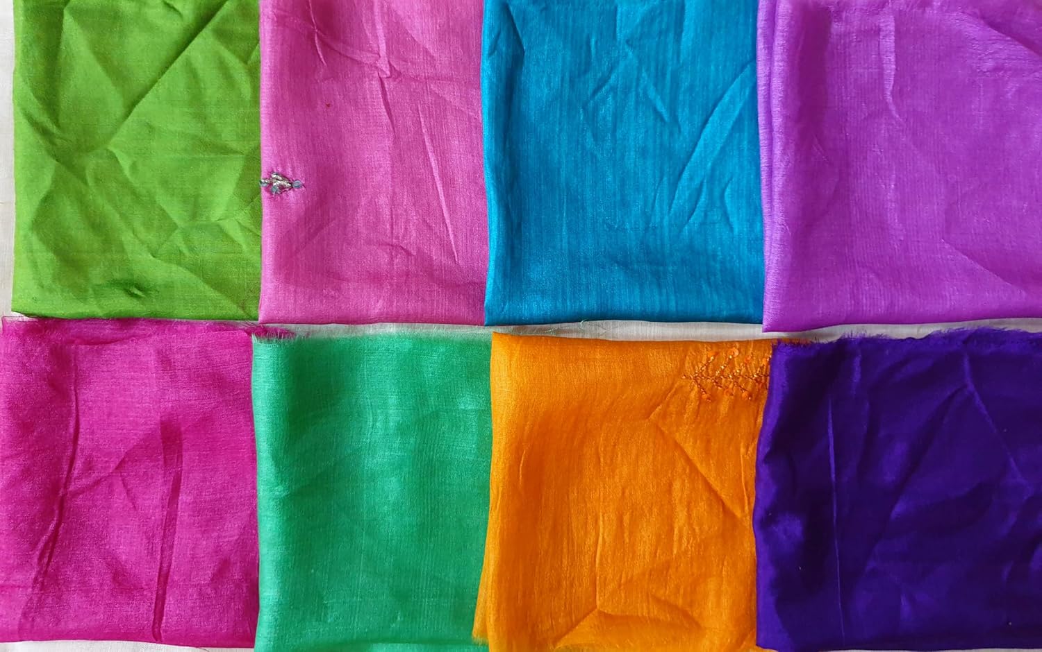 Alternative view of Sari Silk Fabric Squares 48 pcs 8 * 8 Squares Saree Craft Material Home Decor Scrapbook Quilting Project Art Doll Easter DS343