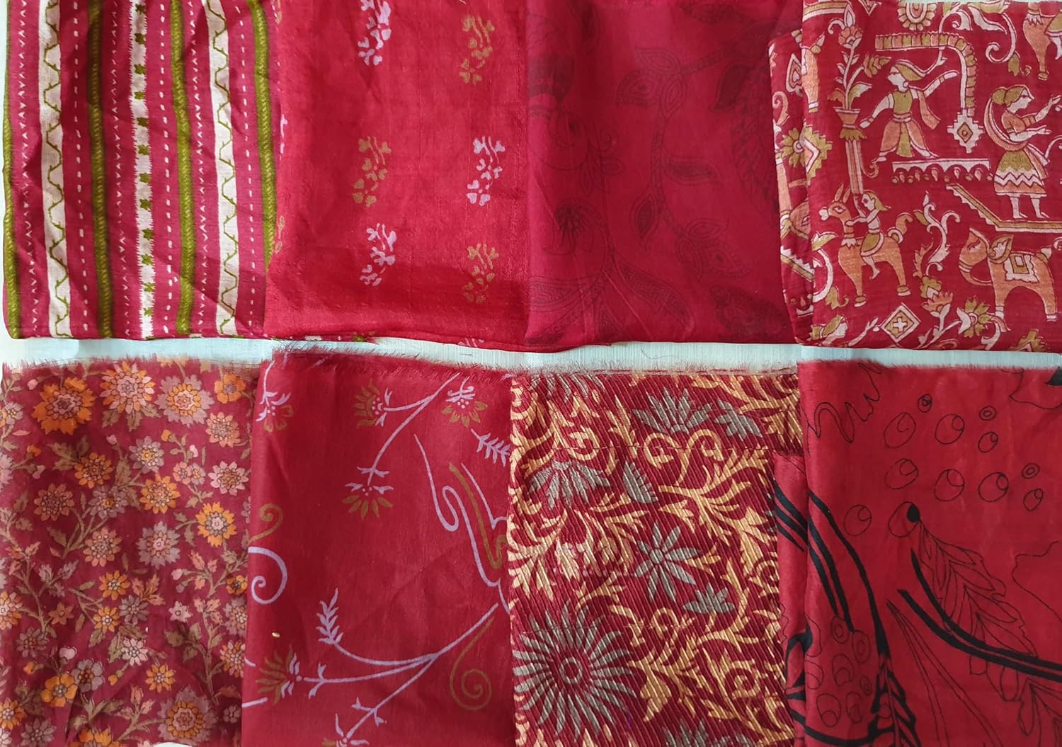Sari Silk Fabric Squares 48 pcs 8 * 8 Squares Saree Craft Material Home Decor Scrapbook Quilting Project Art Doll Easter DS343 - Image 4