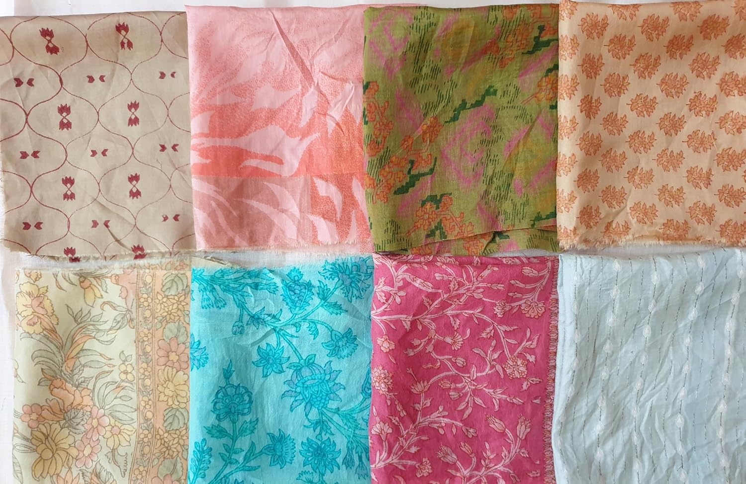 Sari Silk Fabric Squares 48 pcs 8 * 8 Squares Saree Craft Material Home Decor Scrapbook Quilting Project Art Doll Easter DS343 - Image 6