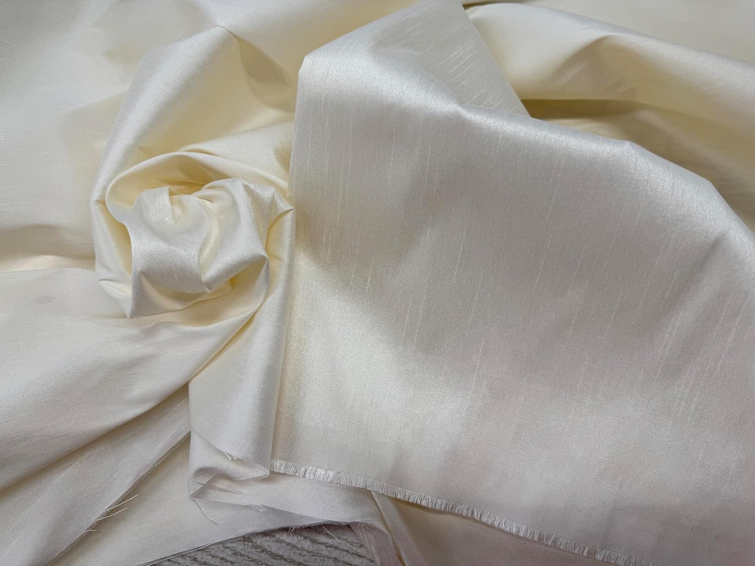 Imitation Raw Silk Shantung Dupioni Fabric, Ivory Color - 58" - Sold by The Yard - 100% Poly Dupioni Faux Silk