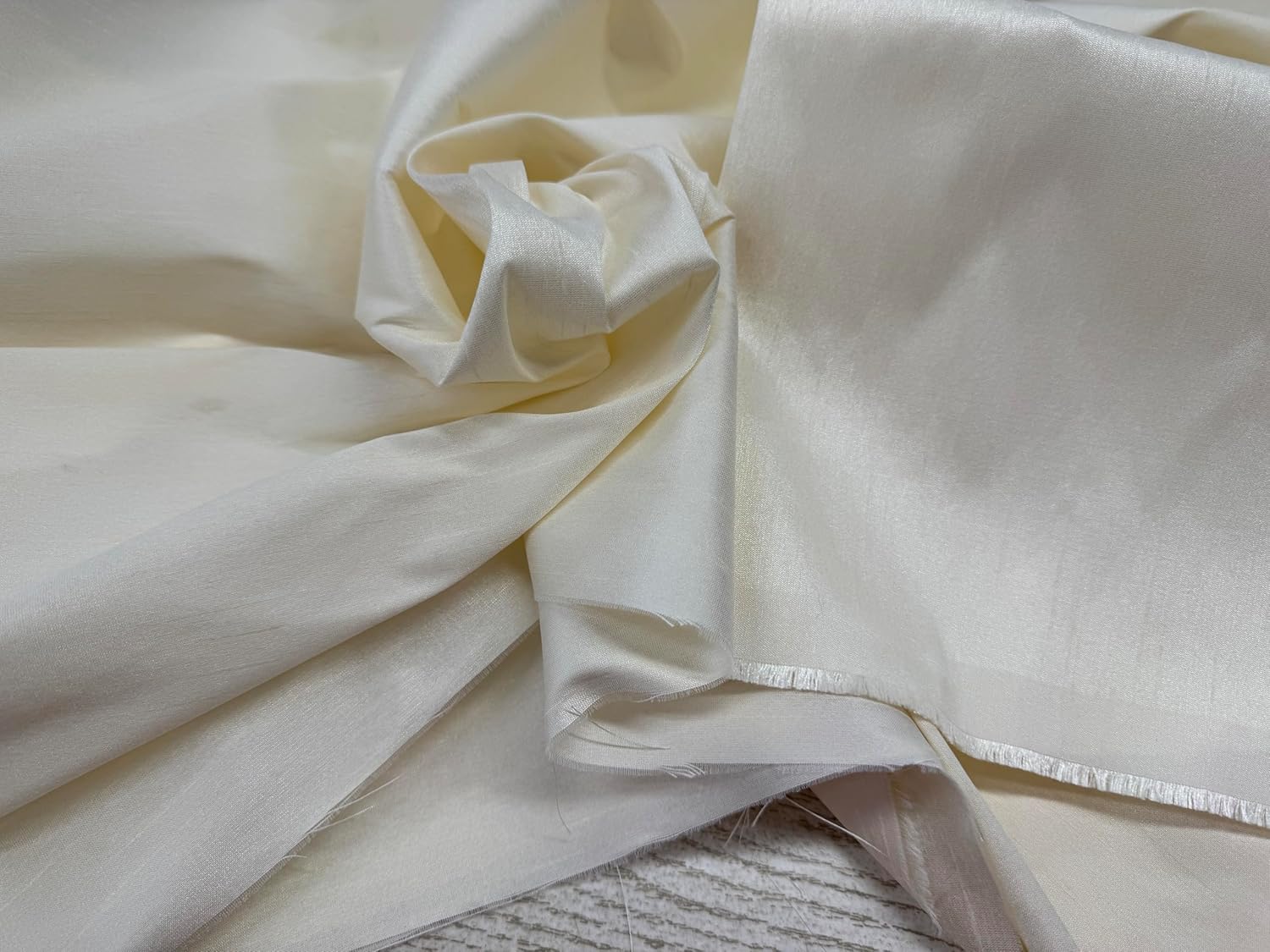 Alternative view of Imitation Raw Silk Shantung Dupioni Fabric, Ivory Color - 58" - Sold by The Yard - 100% Poly Dupioni Faux Silk