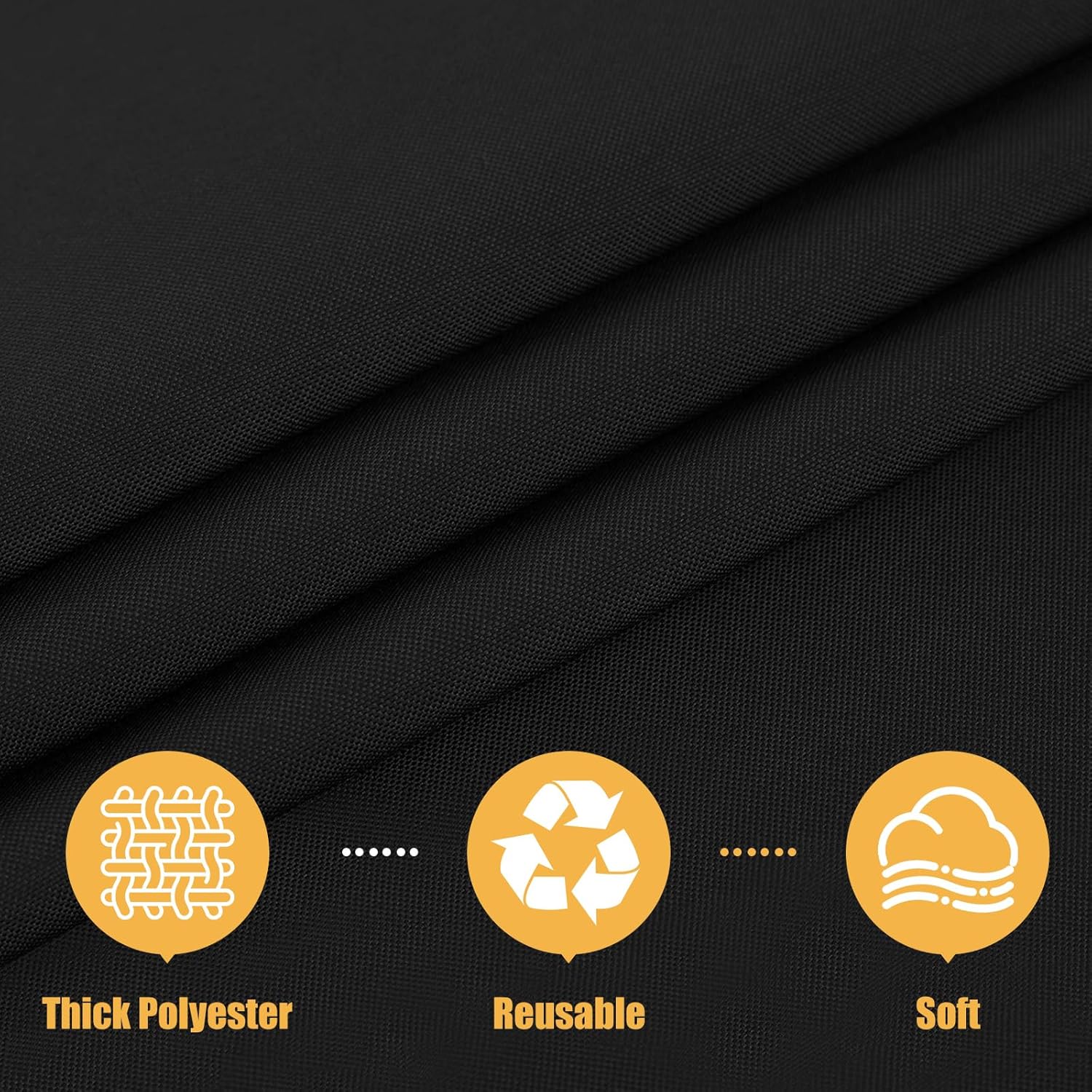 Alternative view of Smiry Rectangle Table Cloth, Waterproof Anti-Scratch Polyester Tablecloth, Decorative Washable Fabric Table Cover for Dining, Buffet, Parties and Outdoor, 60x84, Black