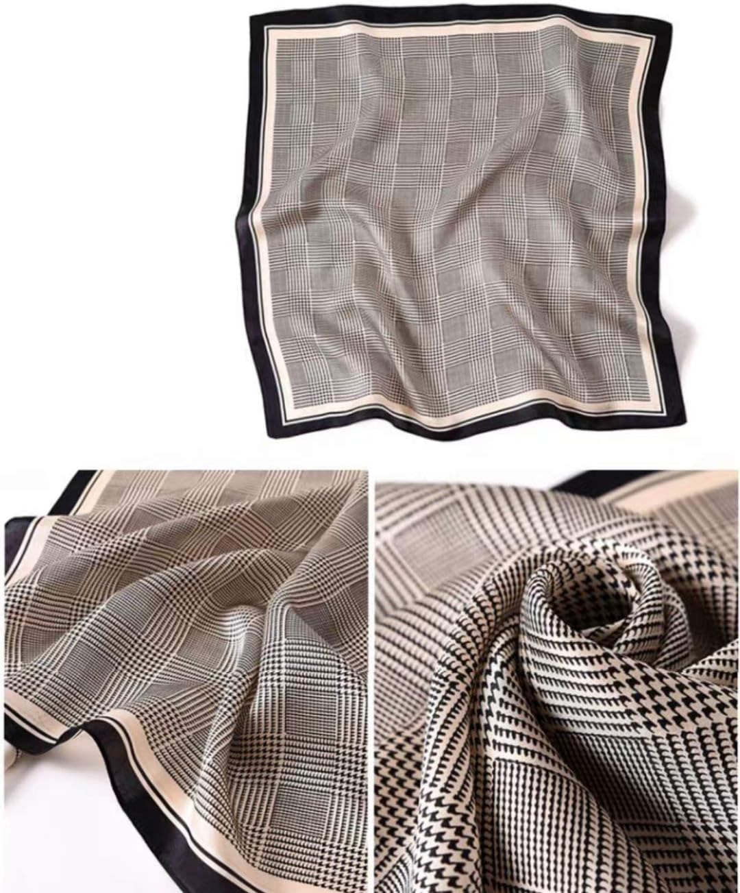 ANDANTINO 100% Real Mulberry Silk Scarf -21'' x 21''- Lightweight Neckerchief u2013Women Men Small Square Digital Printed Scarves