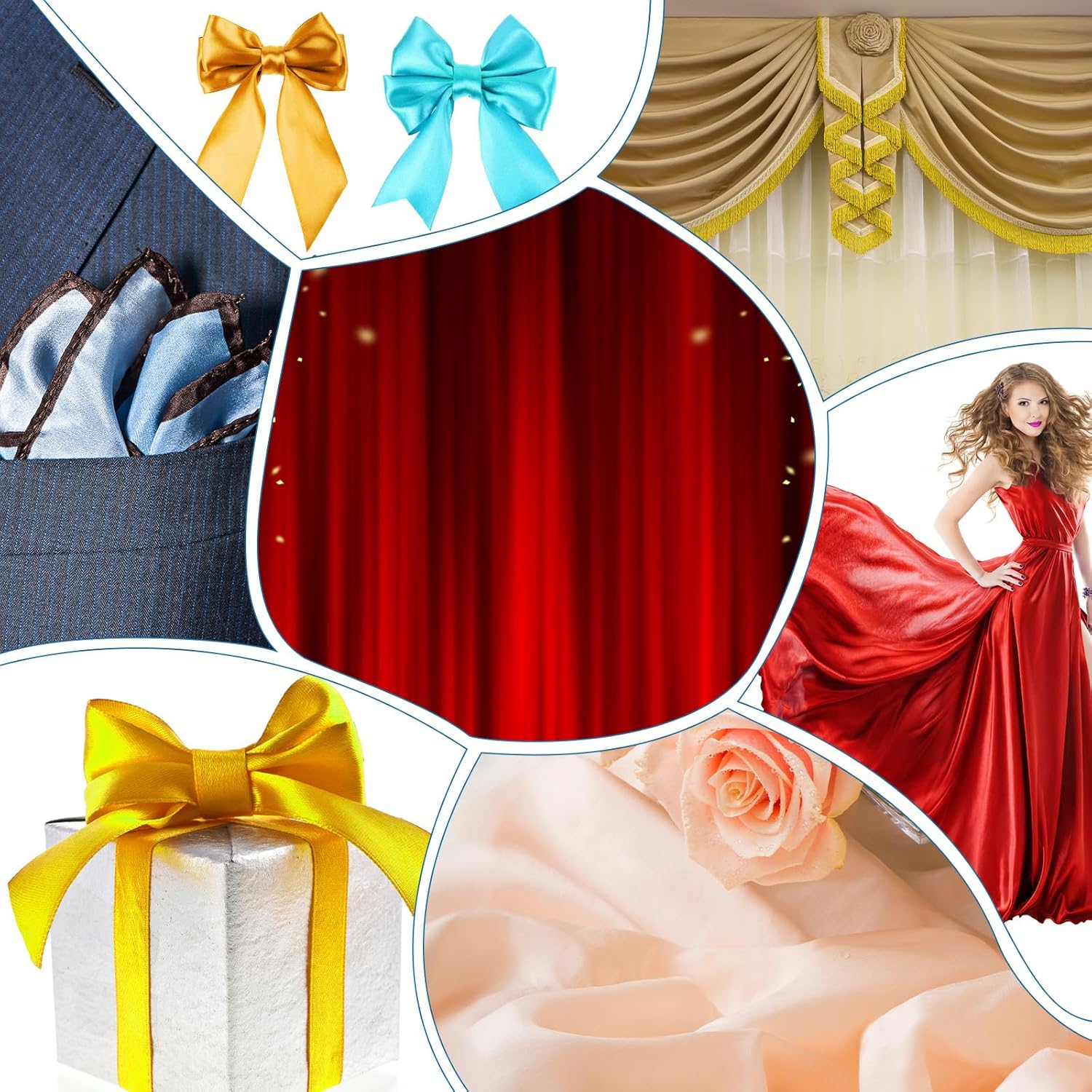 Tegeme 4 Pcs Satin Fabric by The Yard 1 Yard x 58 Inch Silky Charmeuse Polyester Fabric for Quilting Wedding Bridal Dress Sewing Crafts Table Decorations(Blue Tones) - Image 5